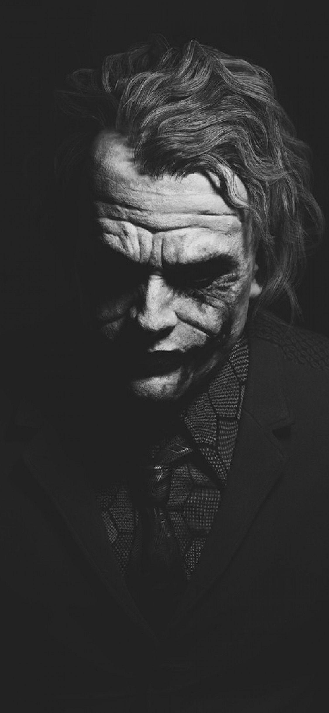 1125x2436 Download 1125x2436 Heath Ledger, Joker, Monochrome, Batman