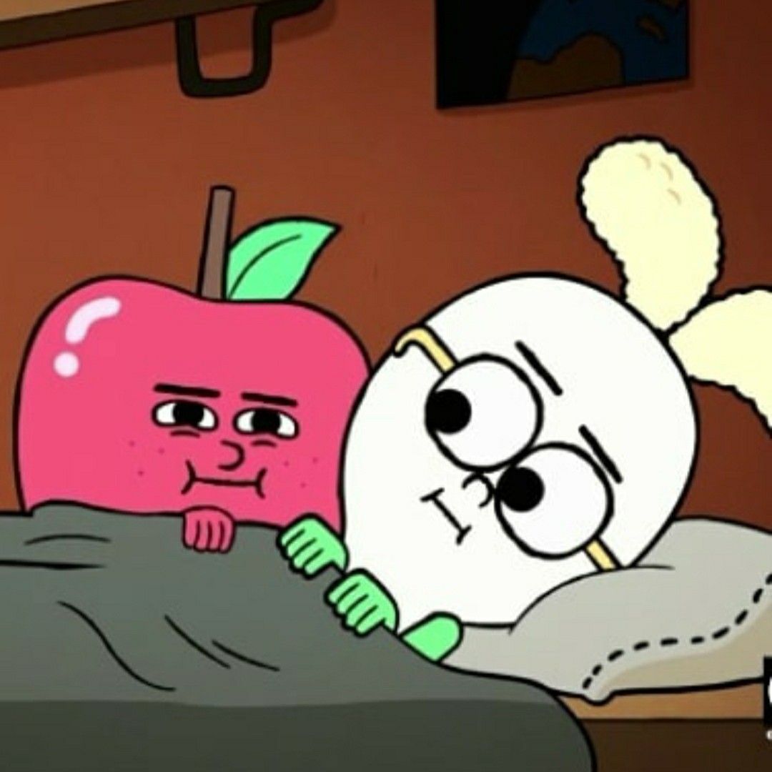 1080x1080 Apple and Onion Cartoon Wallpaper