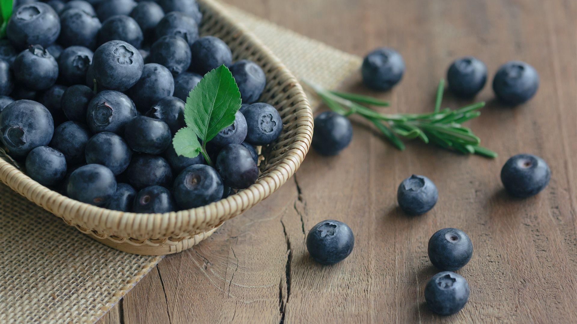 1920x1080 Wallpaper Blueberries, basket, table 5120x2880 UHD 5K