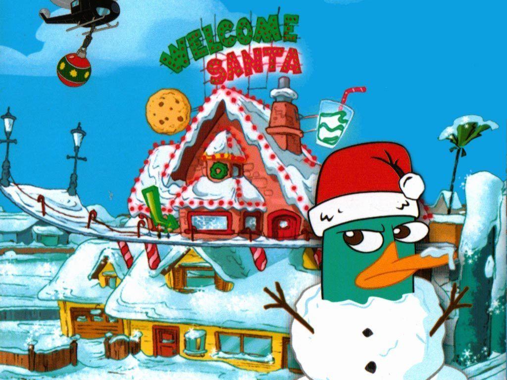 1024x768 Agent P Snowman Christmas Wallpaper and Ferb