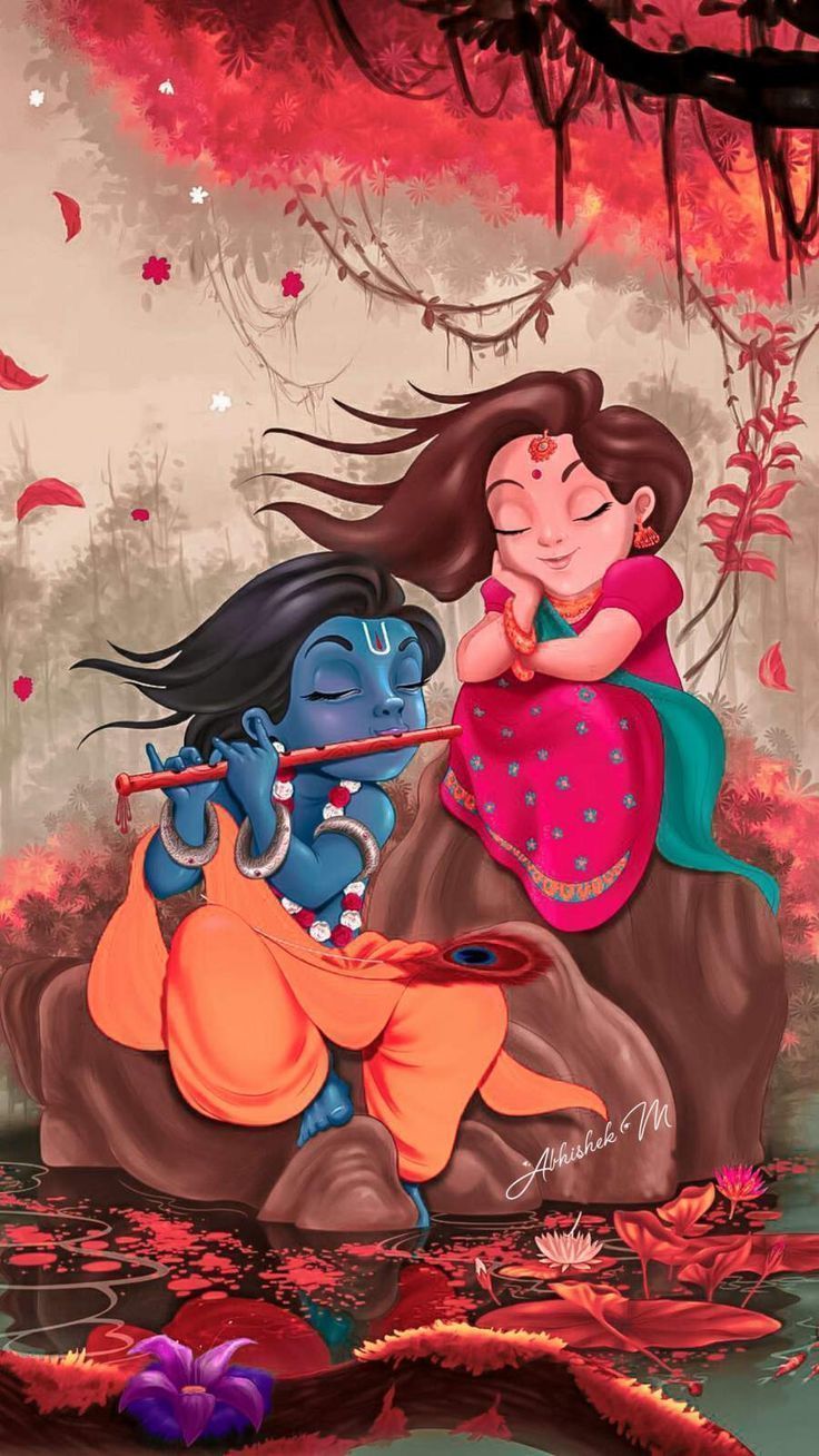 736x1308 Radha krishna art