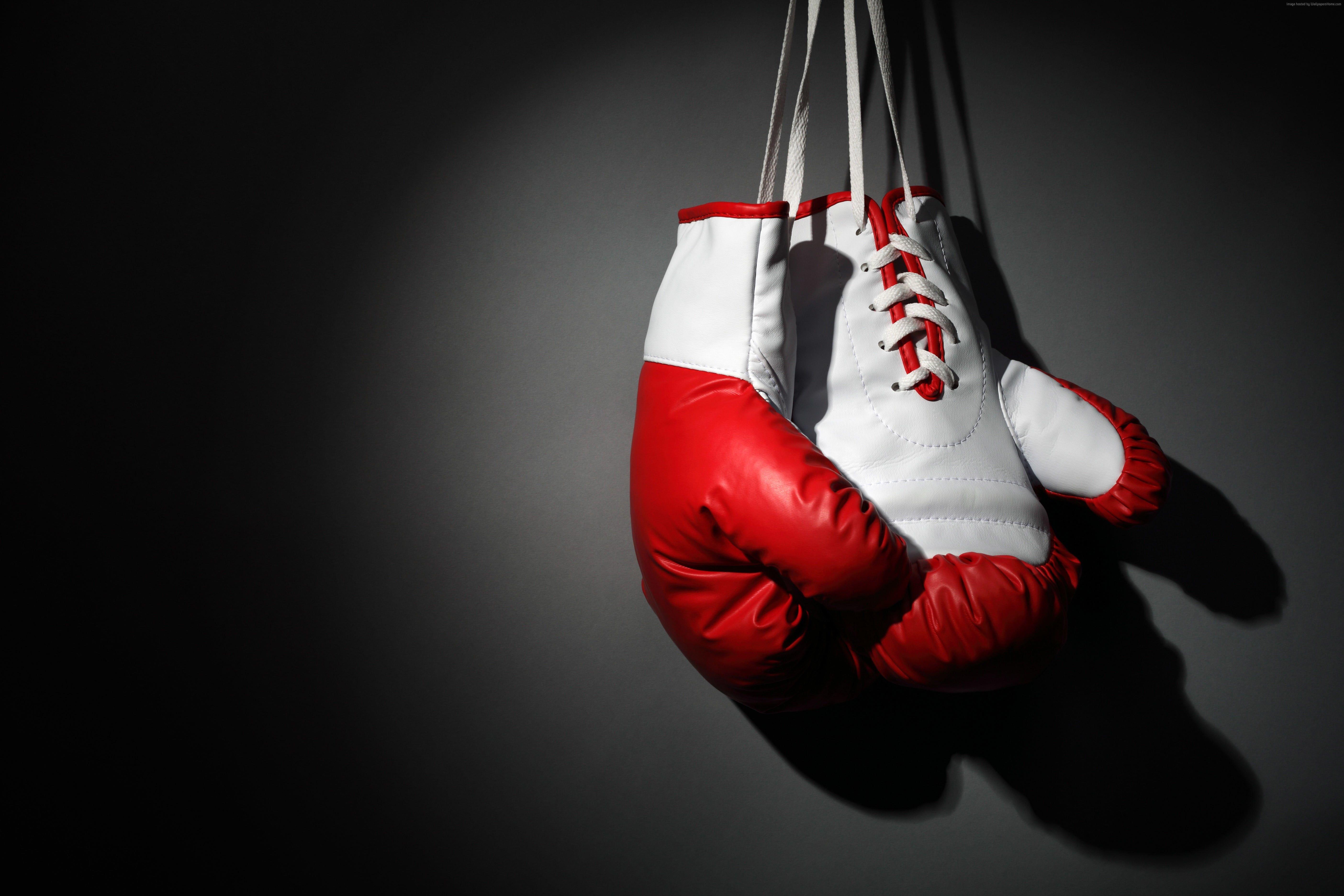 5616x3744 White And Red Leather Training Gloves Hanging HD Wallpaper