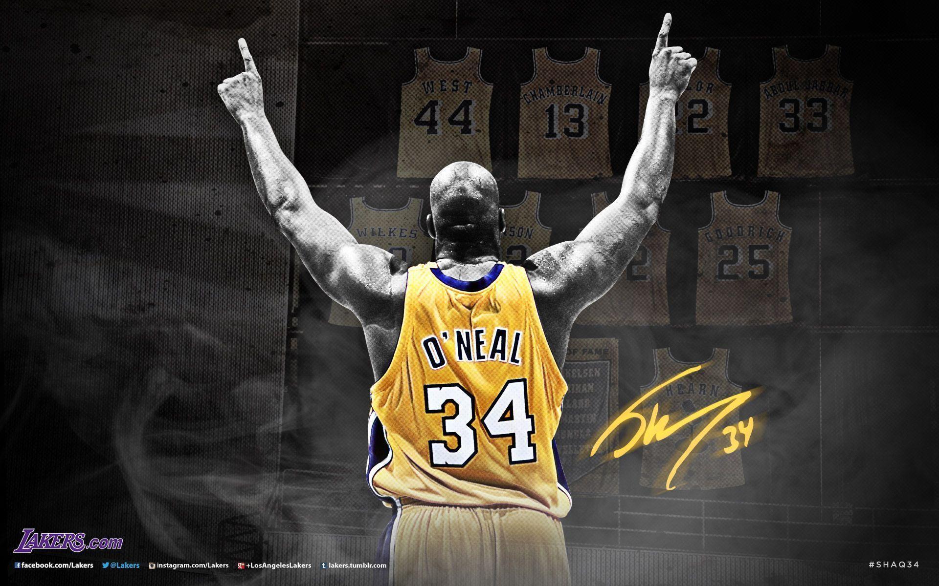 Shaquille O'Neal Los Angeles Lakers Unsigned Hardwood Classics Two-Handed Slam Photograph