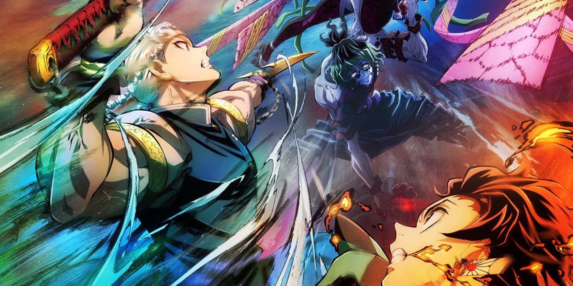 1920x960 Demon Slayer Fight Wallpaper