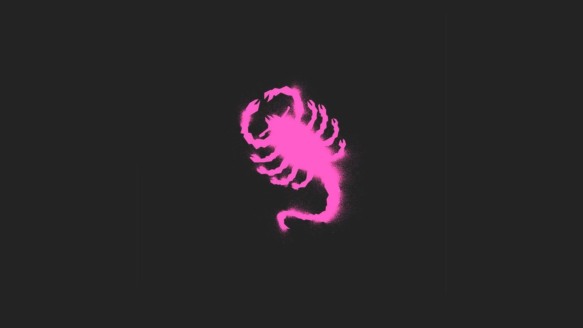1920x1080 Pink scorpion illustration, scorpions, pink, minimalism