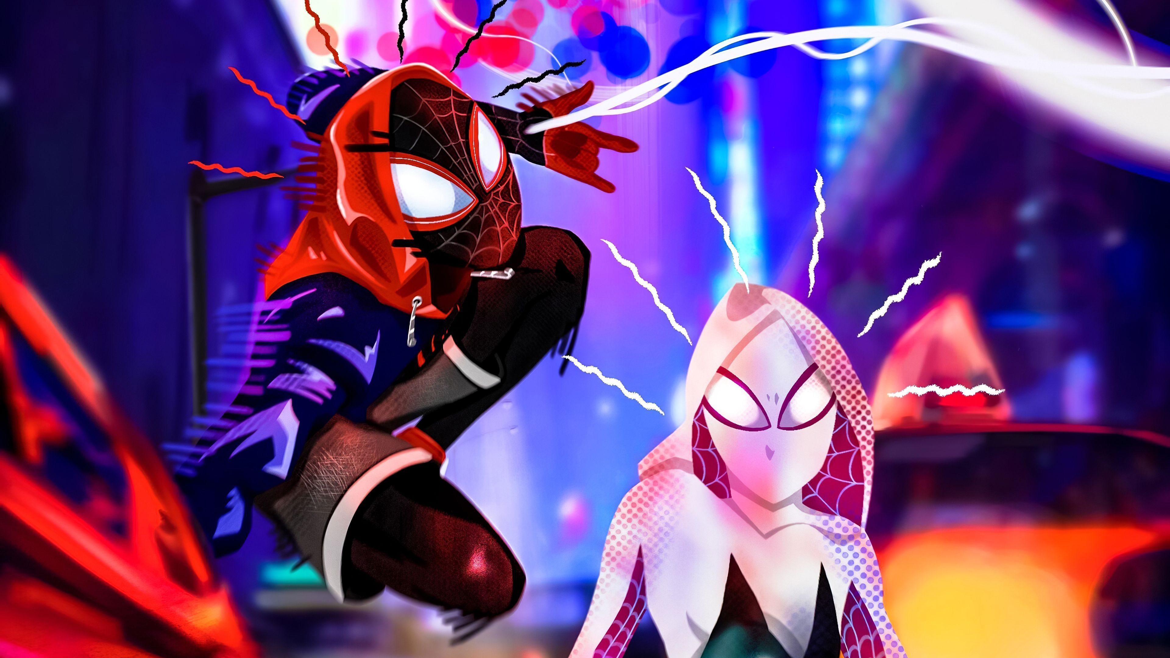3840x2160 Download Gwen Stacy Miles Morales Spider Man Movie Spider Man: Into The Spider Verse 4k Ultra HD Wallpaper By Eljuansandrinox2160