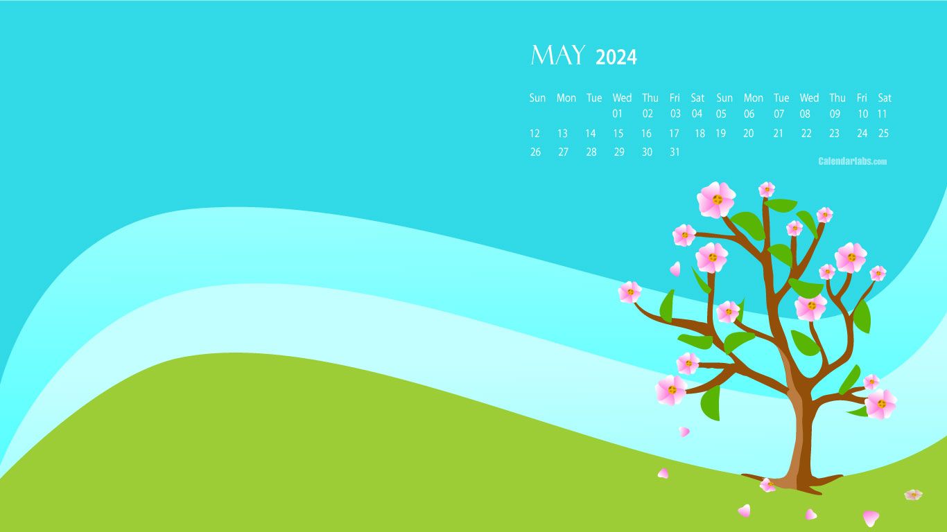 1366x768 May 2024 Desktop Wallpaper Calendar