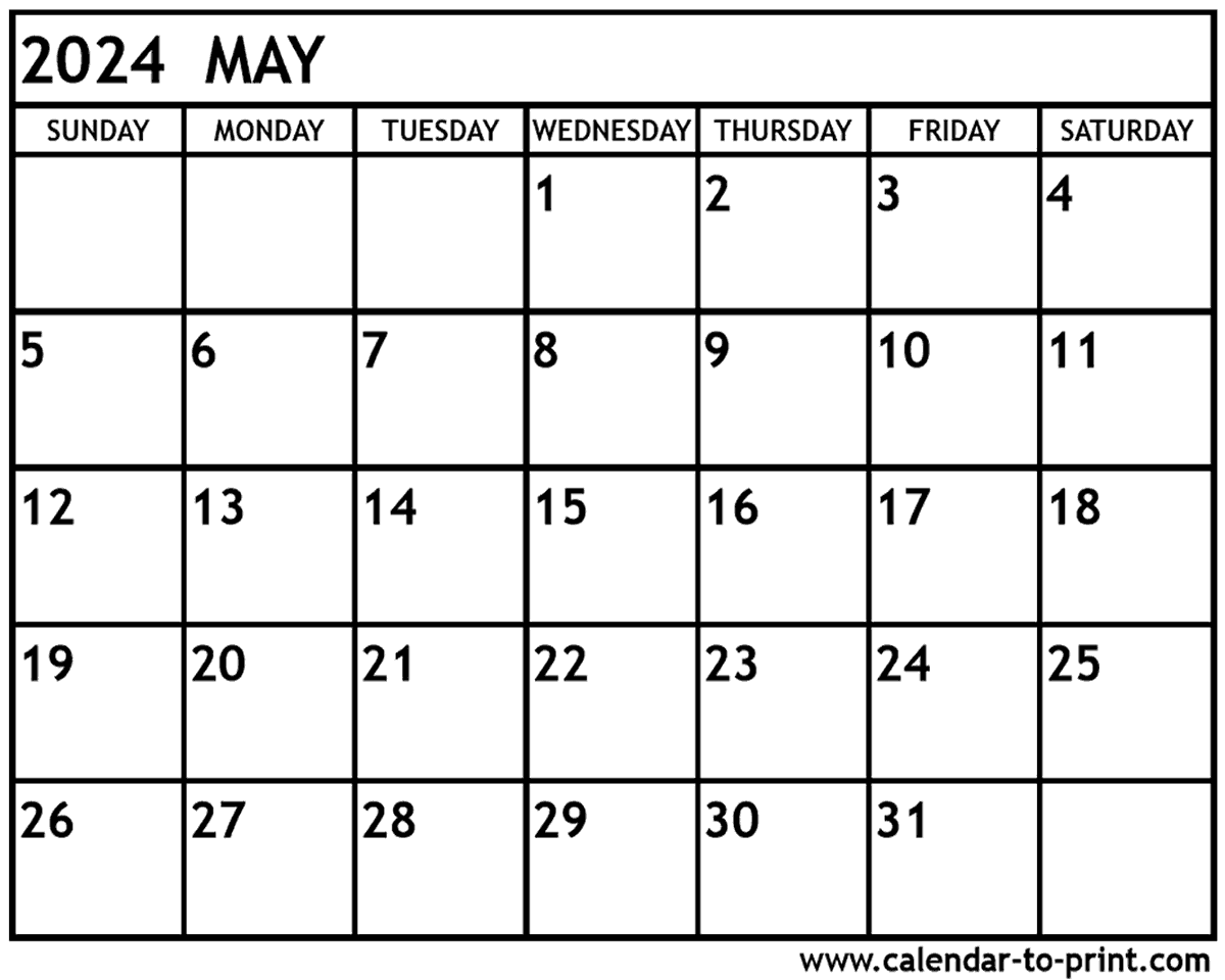1200x960 May 2024 Calendar Printable