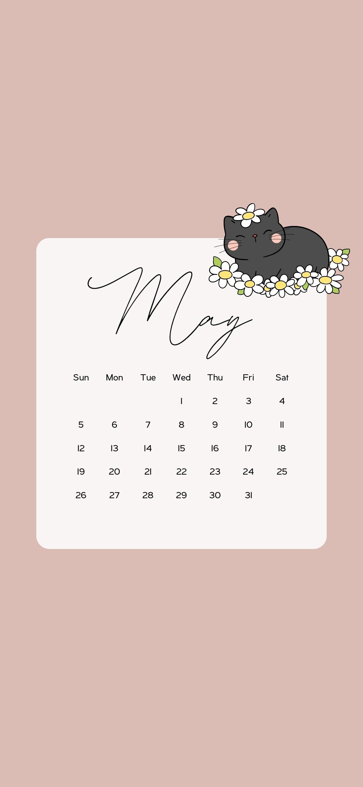 1170x2532 May Calendar Wallpaper Cute Background