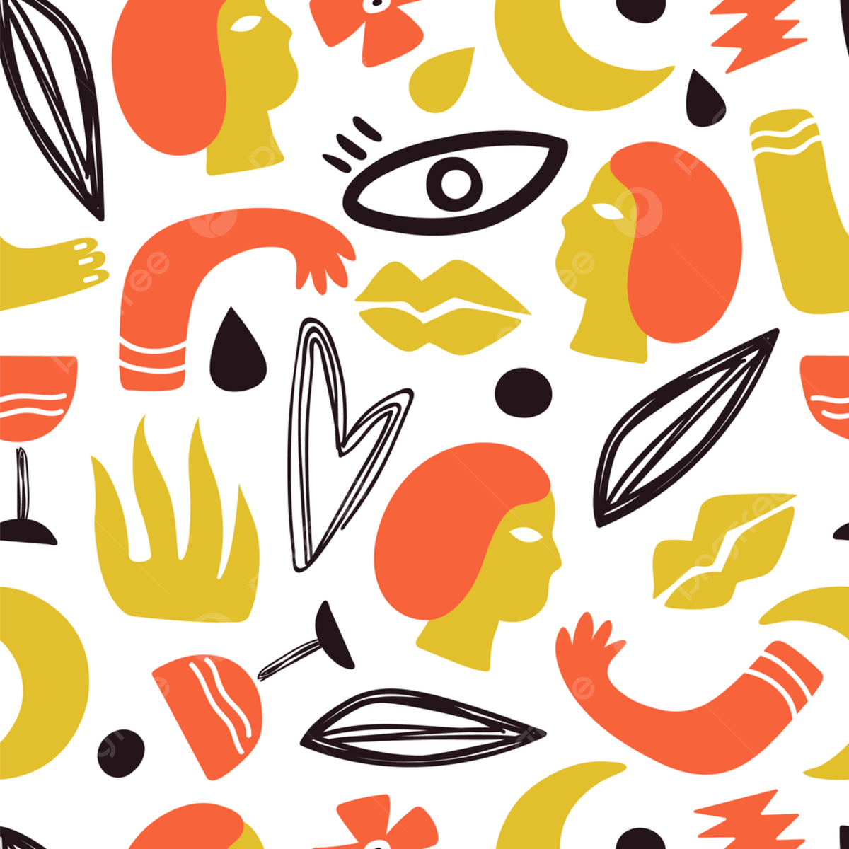 1200x1200 Human Body Parts Abstract Doodle