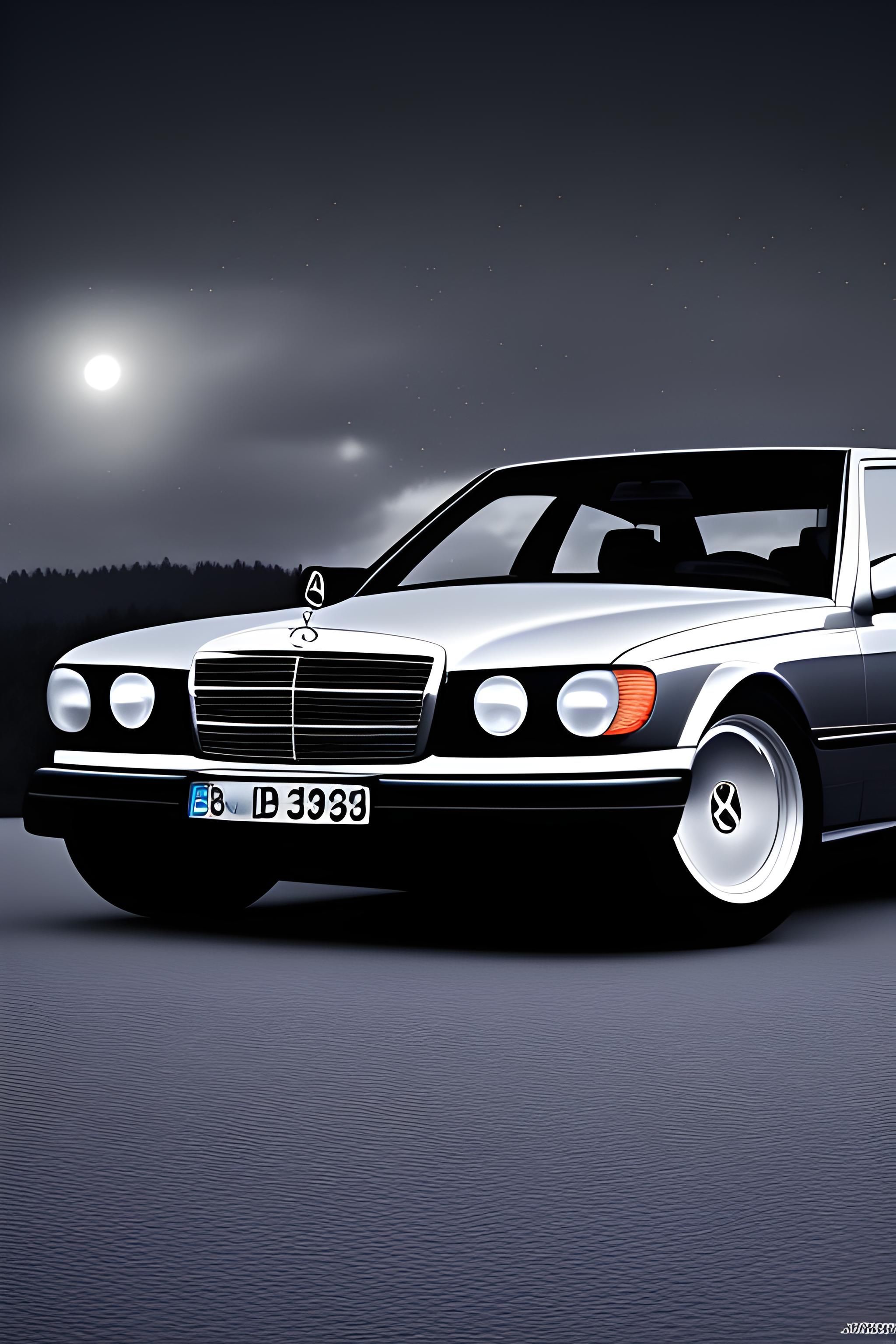 2048x3072 Mercedes w210 and bmw e39 in dark rainy