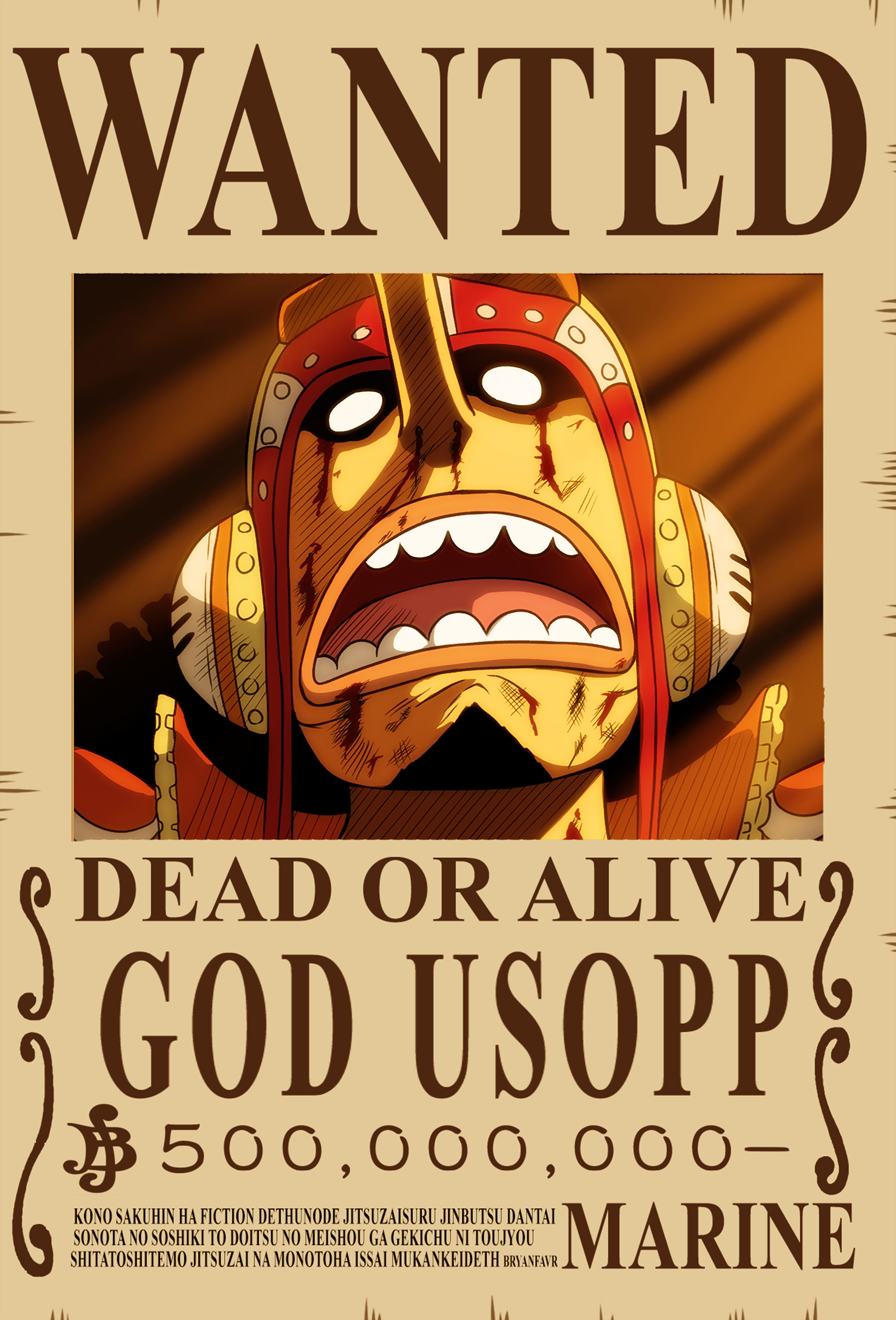 5000x7362 GOD USOPP bounty wanted poster one