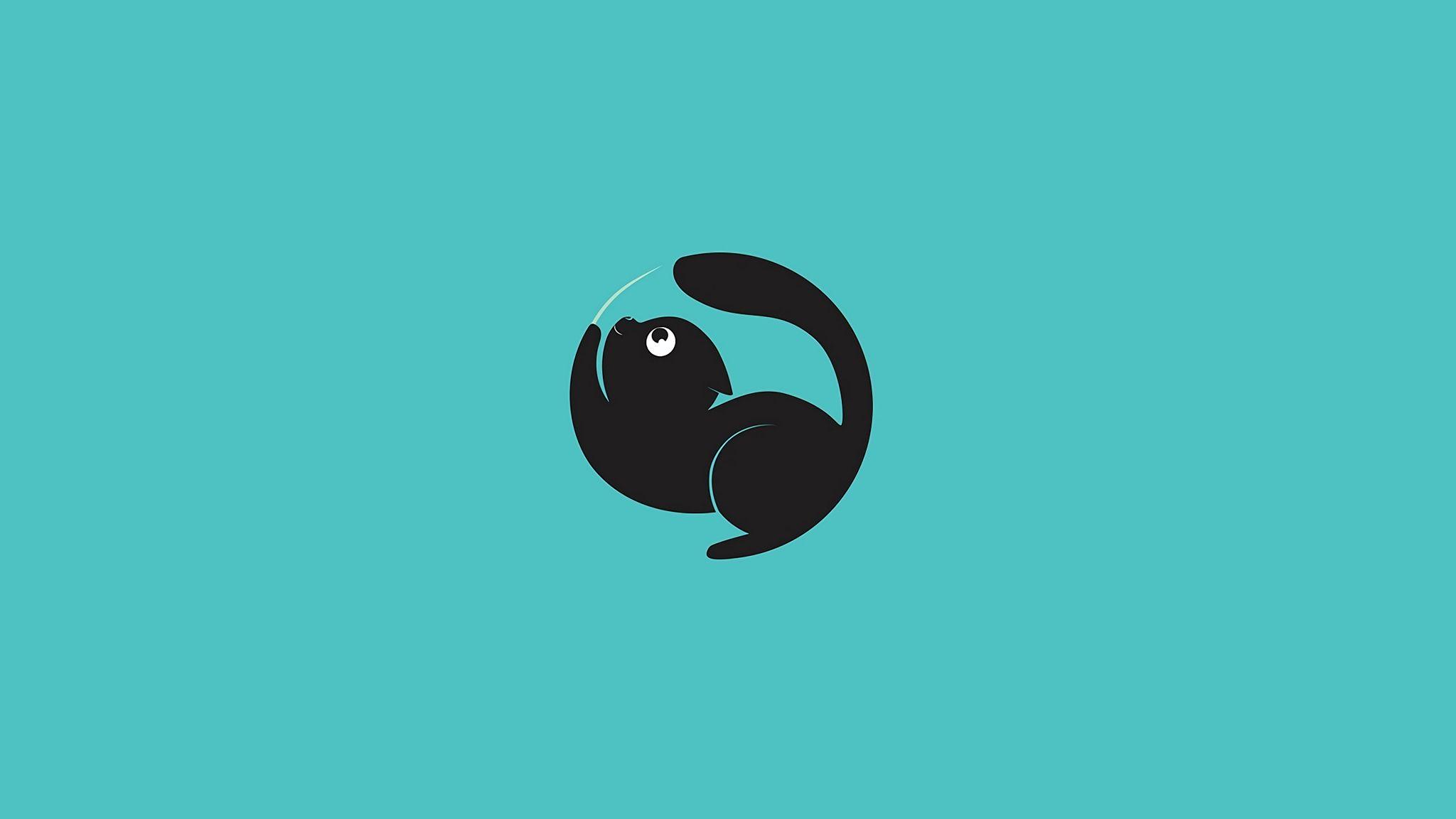 2048x1152 Download wallpaper 2048x1152 cat, art, minimalism, funny