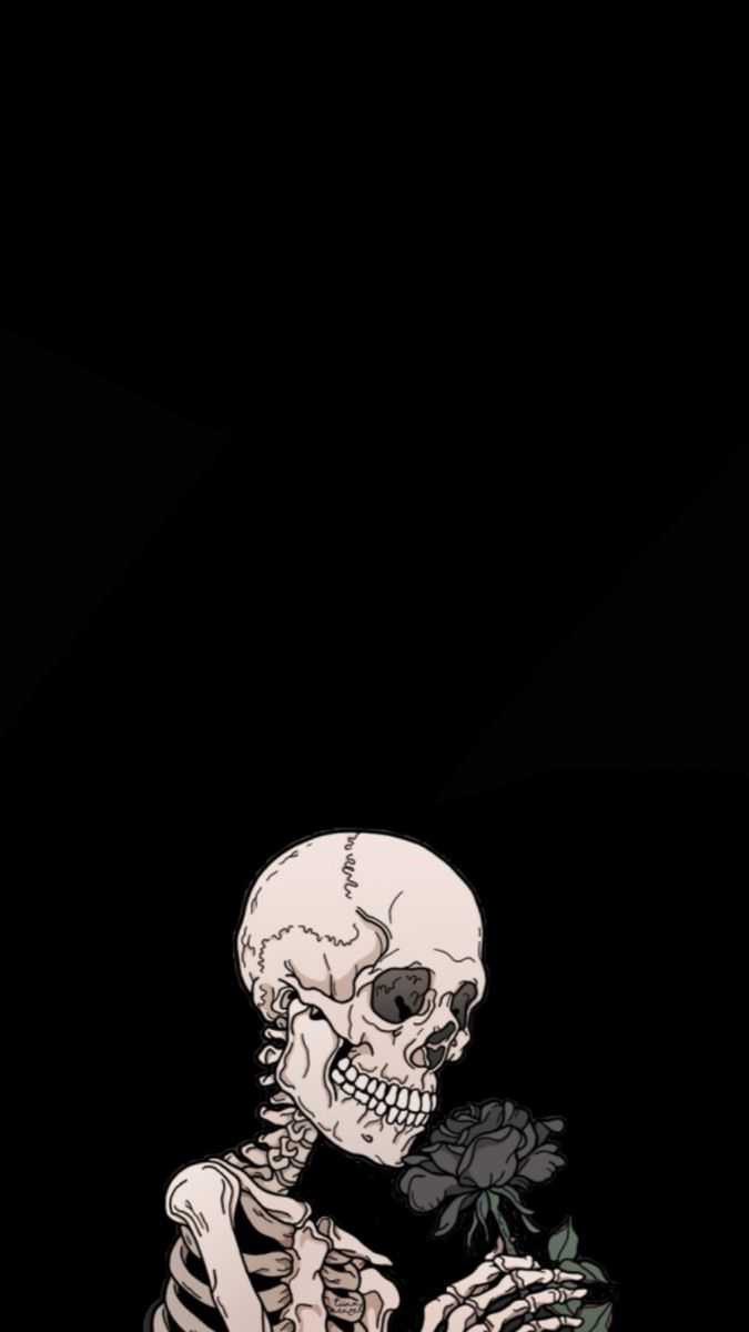 675x1200 Cartoon Skeleton Aesthetic Wallpaper