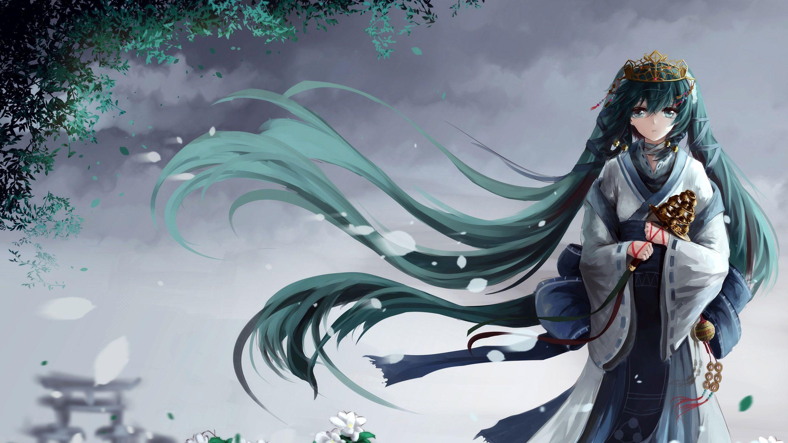2560x1440 HD Hatsune Miku in a geisha suit Wallpaper. Download