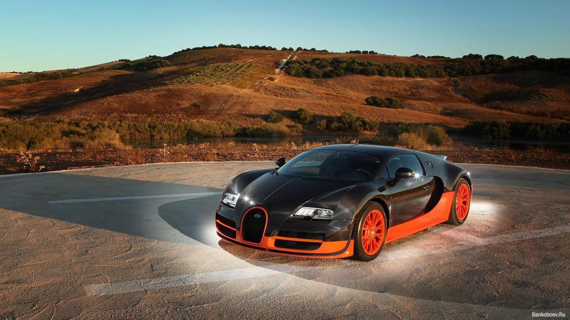 1920x1080 Orange Bugatti Veyron HD desktop wallpaper : Widescreen