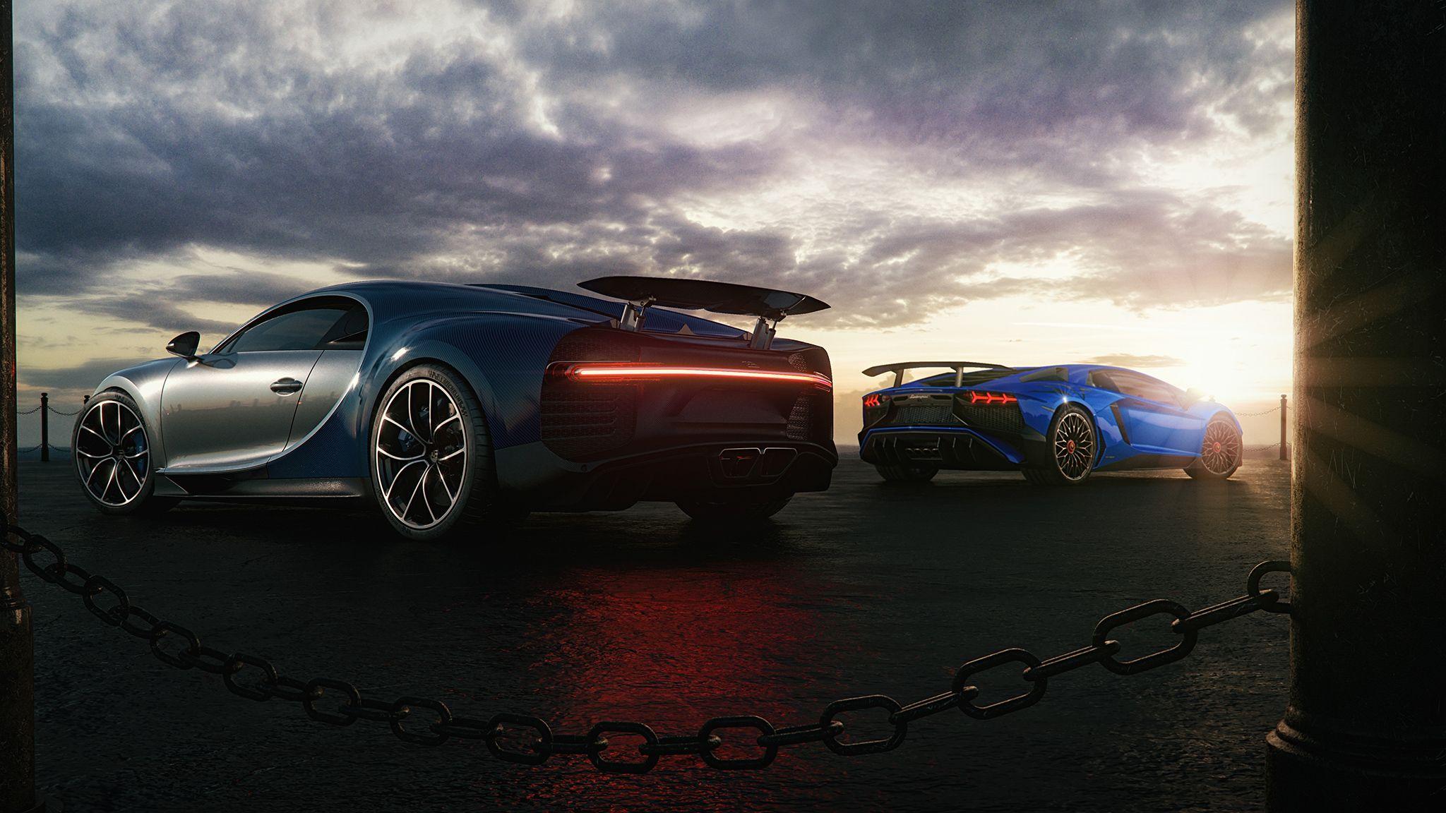2048x1152 Bugatti Chiron And Lamborghini Huracan Galaxy Note