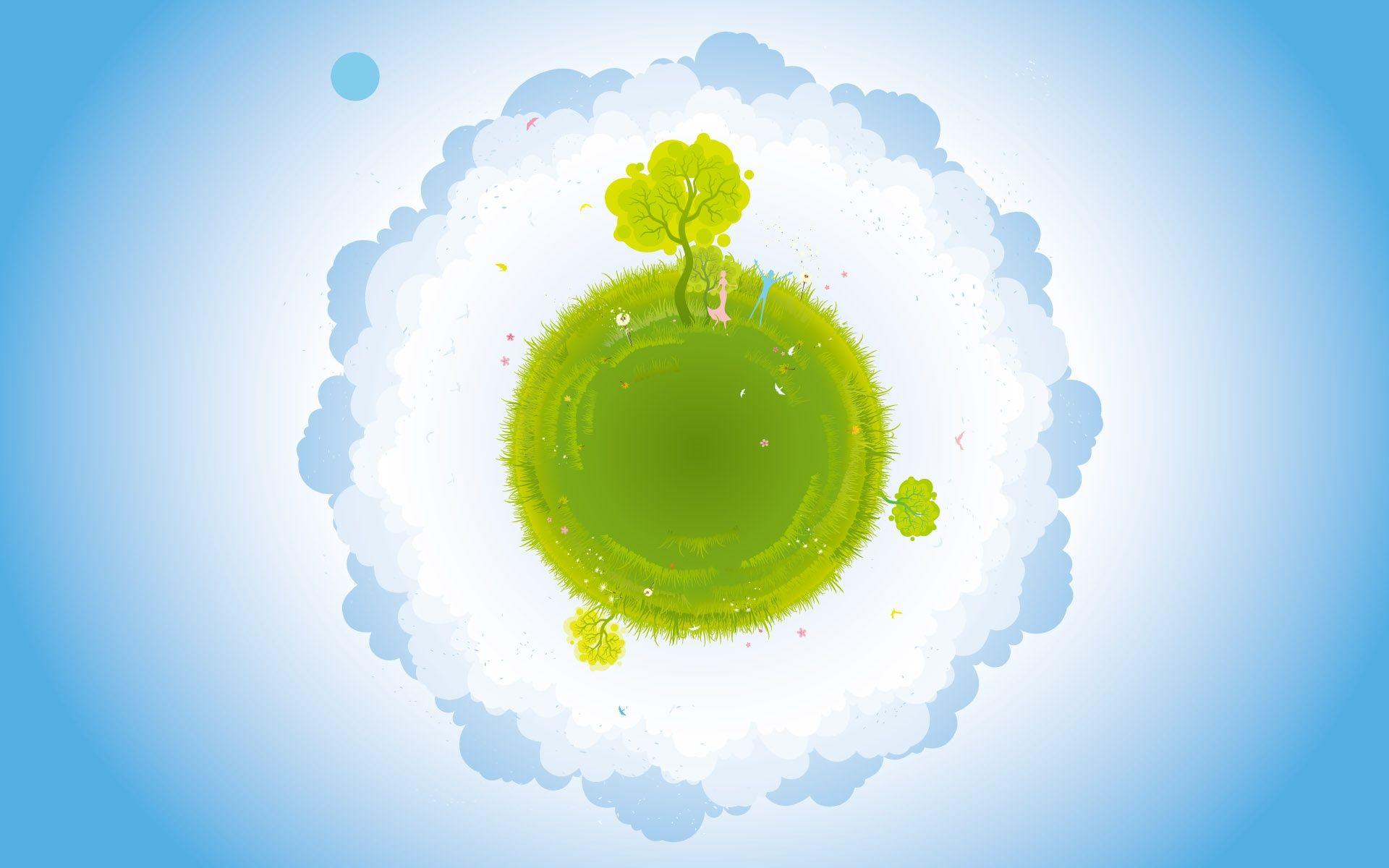 1920x1200 Green Earth Vector. HD Windows Wallpaper