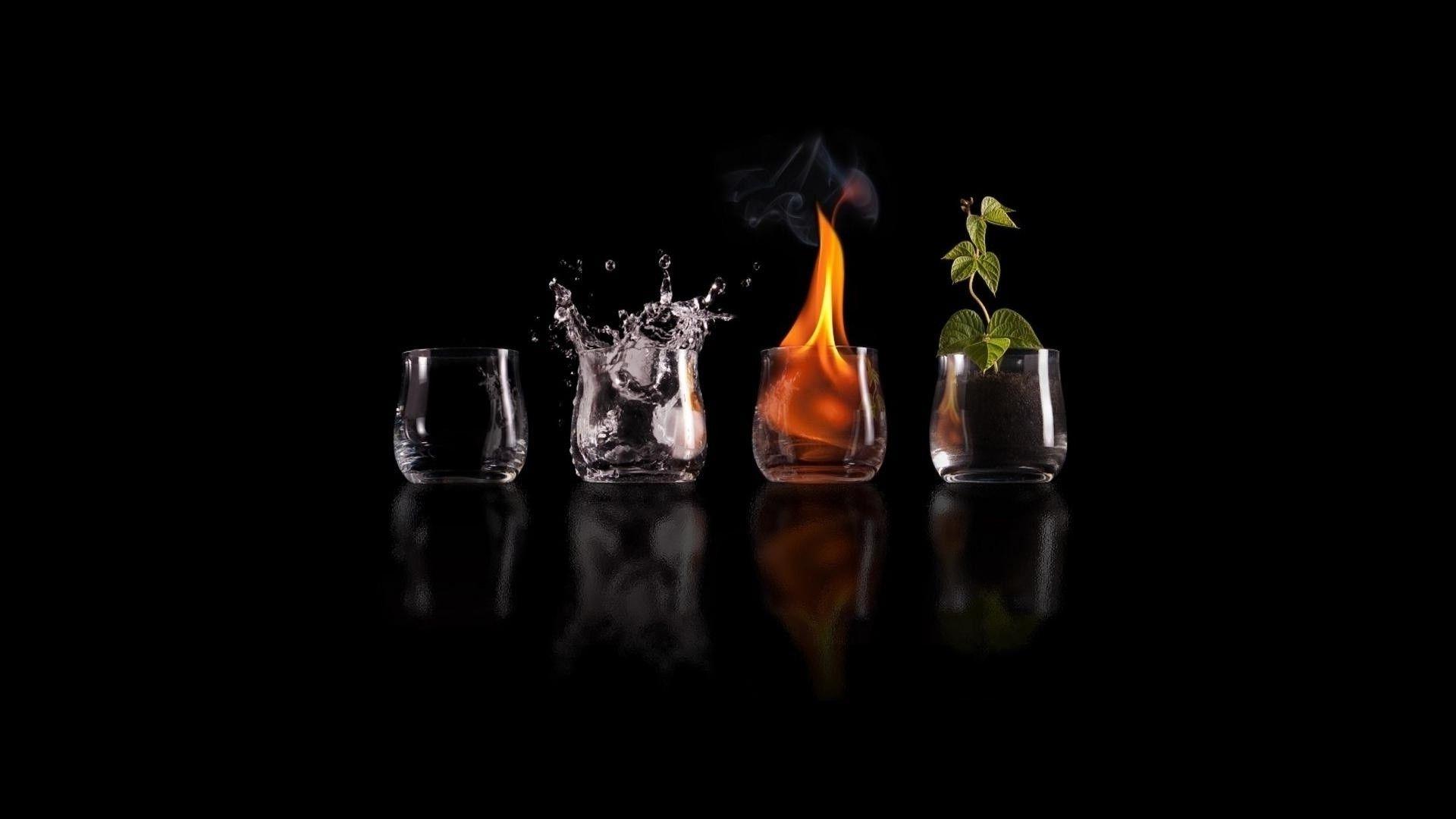 1920x1080 The four elements: earth, fire, water and air