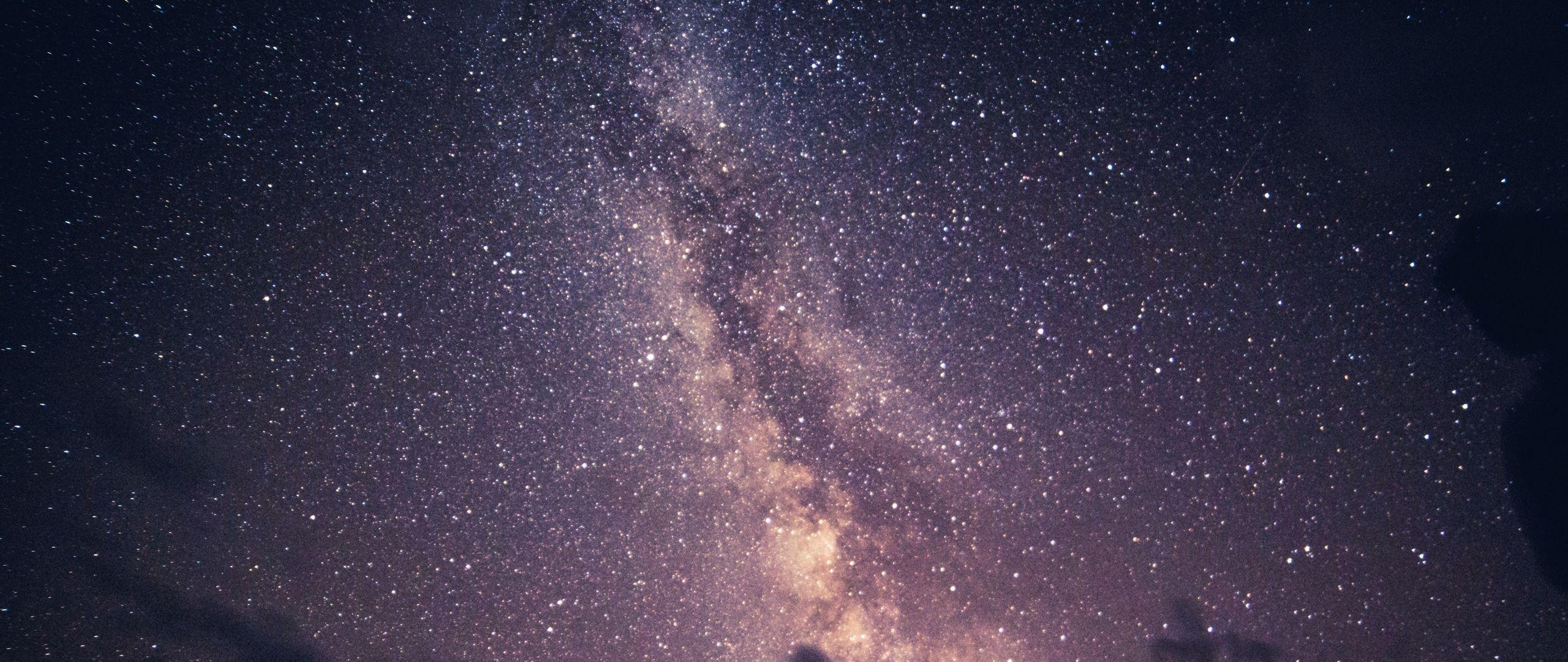 2560x1080 Download wallpaper 2560x1080 starry sky, milky way, clouds