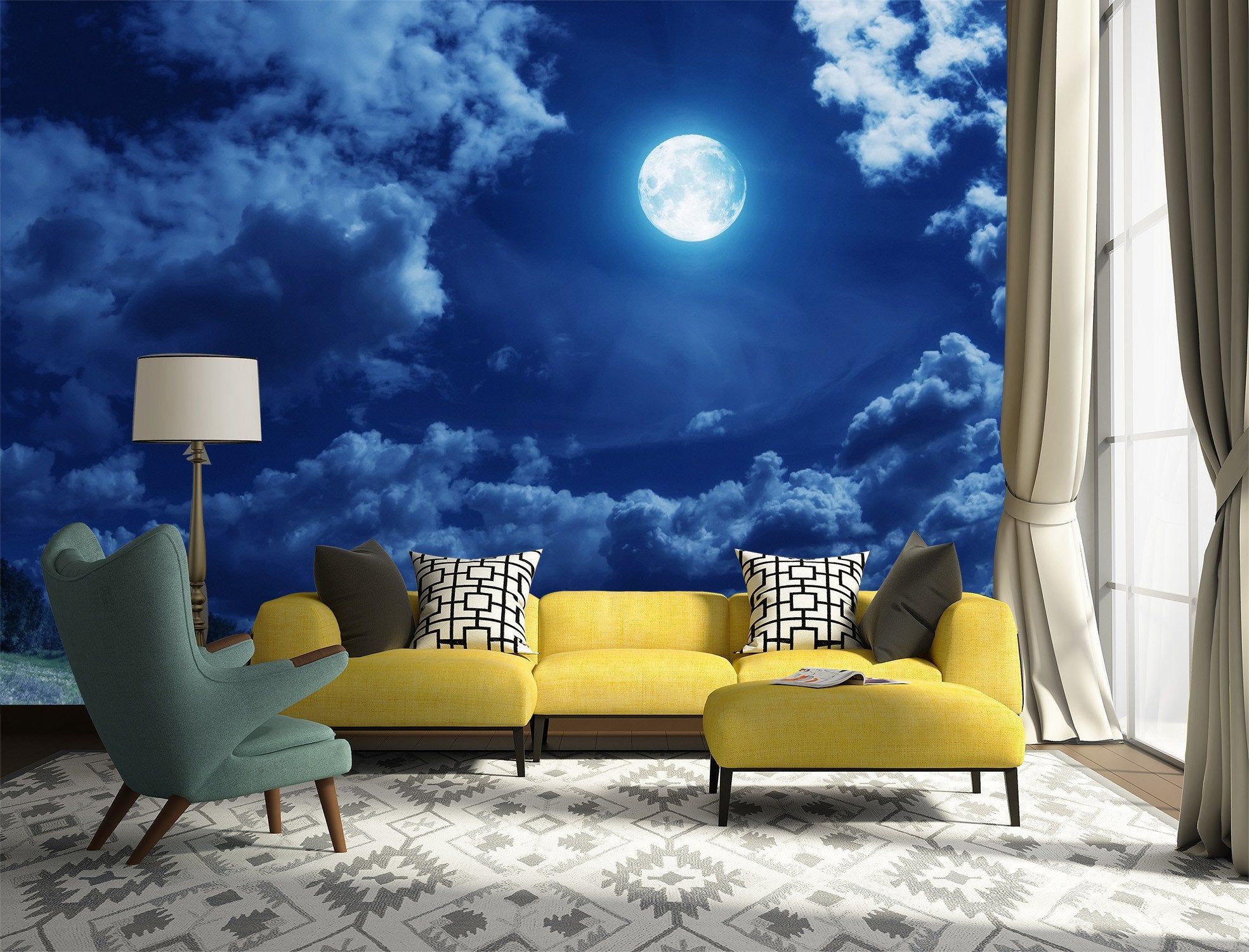 1969x1501 3D Bright Moon Sky 239