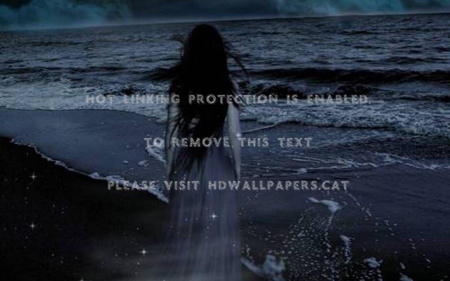 1440x900 she waits beach ocean night feamle nature