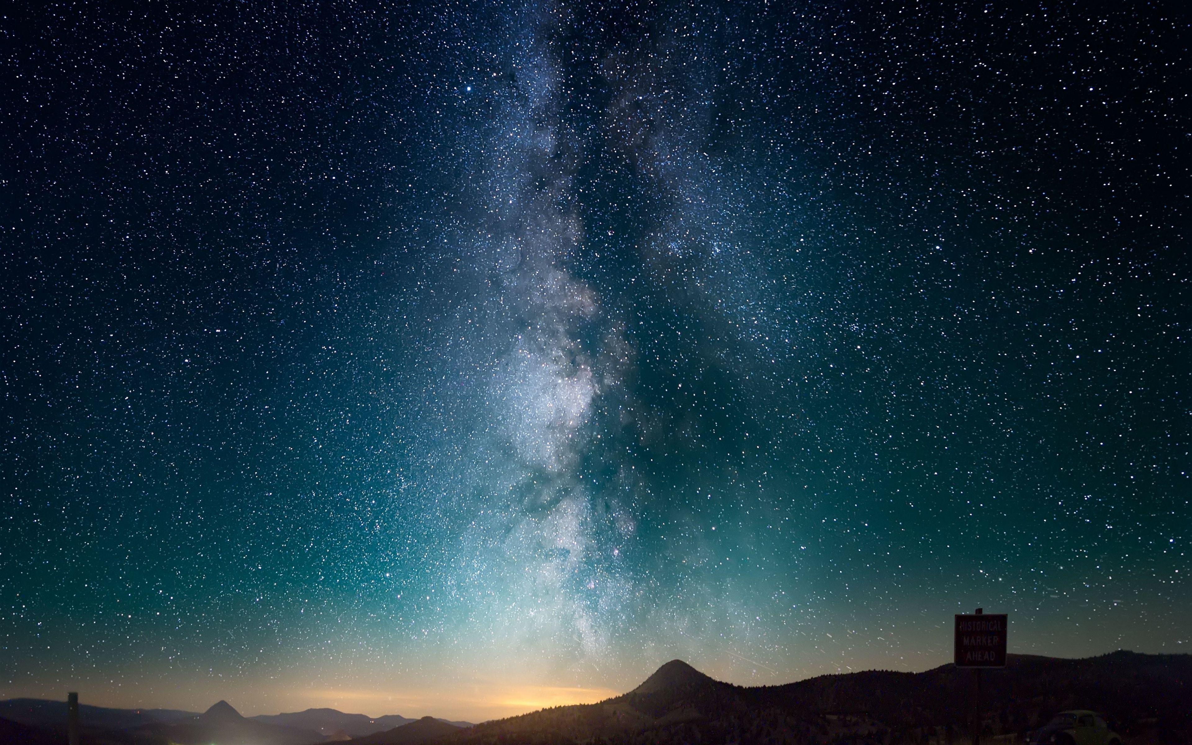 3840x2400 Download 3840x2400 wallpaper starry sky, night, road, milky