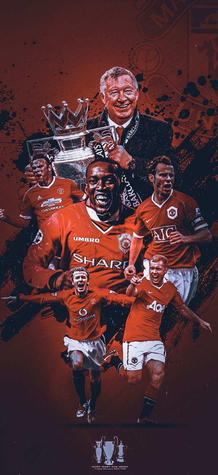 736x1599 Manchester United 1999 treble winning