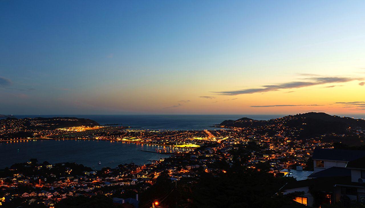 1280x731 Photo New Zealand Wellington Sky river Night Horizon Cities