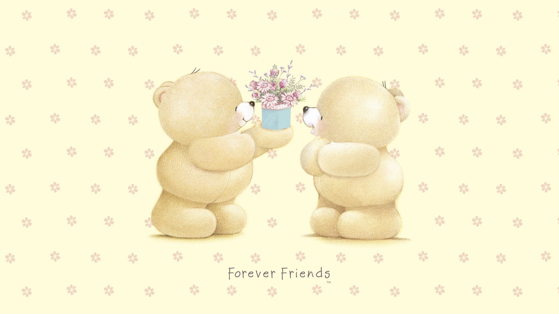 1920x1080 Wallpaper gift, art, bear, flowers