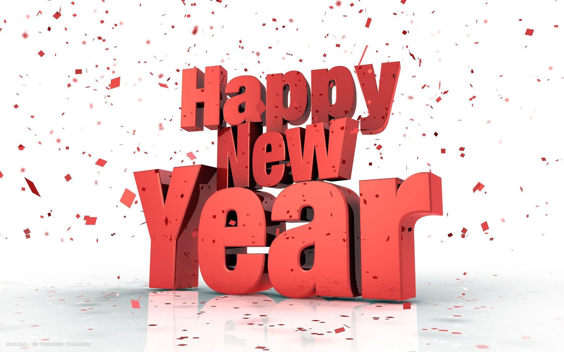1920x1200 happy new year big red letters 3D confetti holiday HD