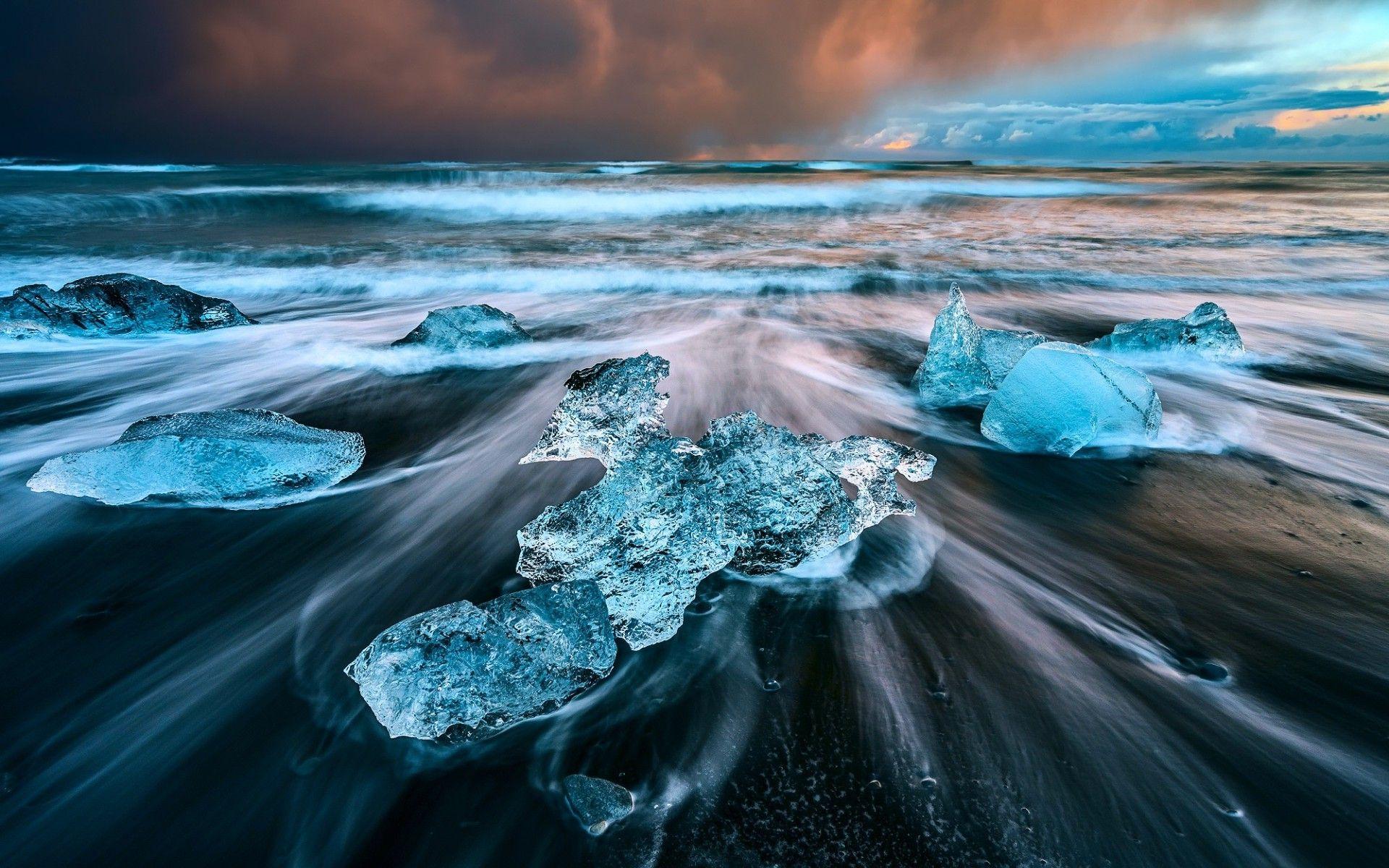1920x1200 big waves djupalonssandur iceland. Stock. Tokkoro