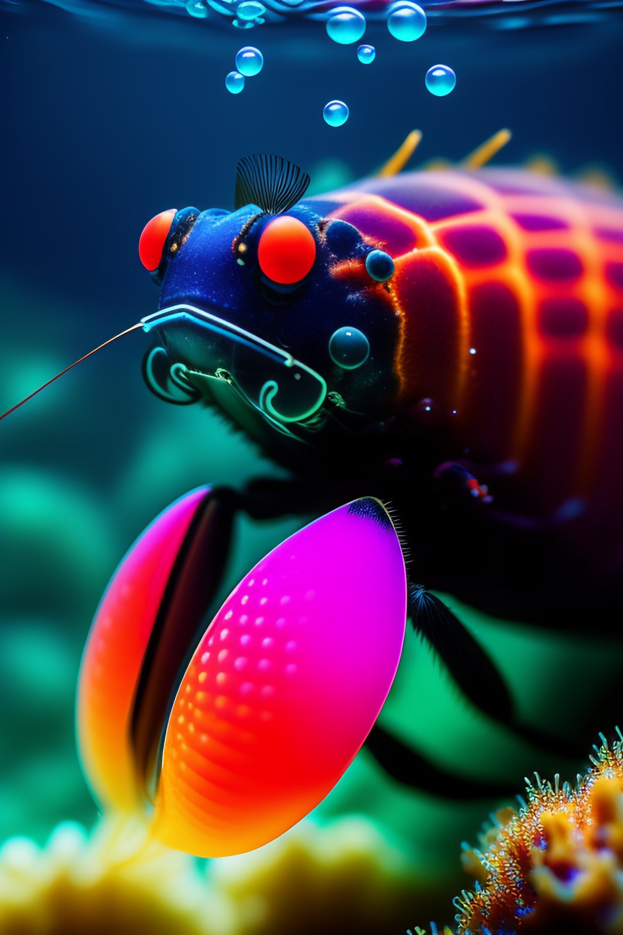 2048x3072 A mantis shrimp resting on vantablack