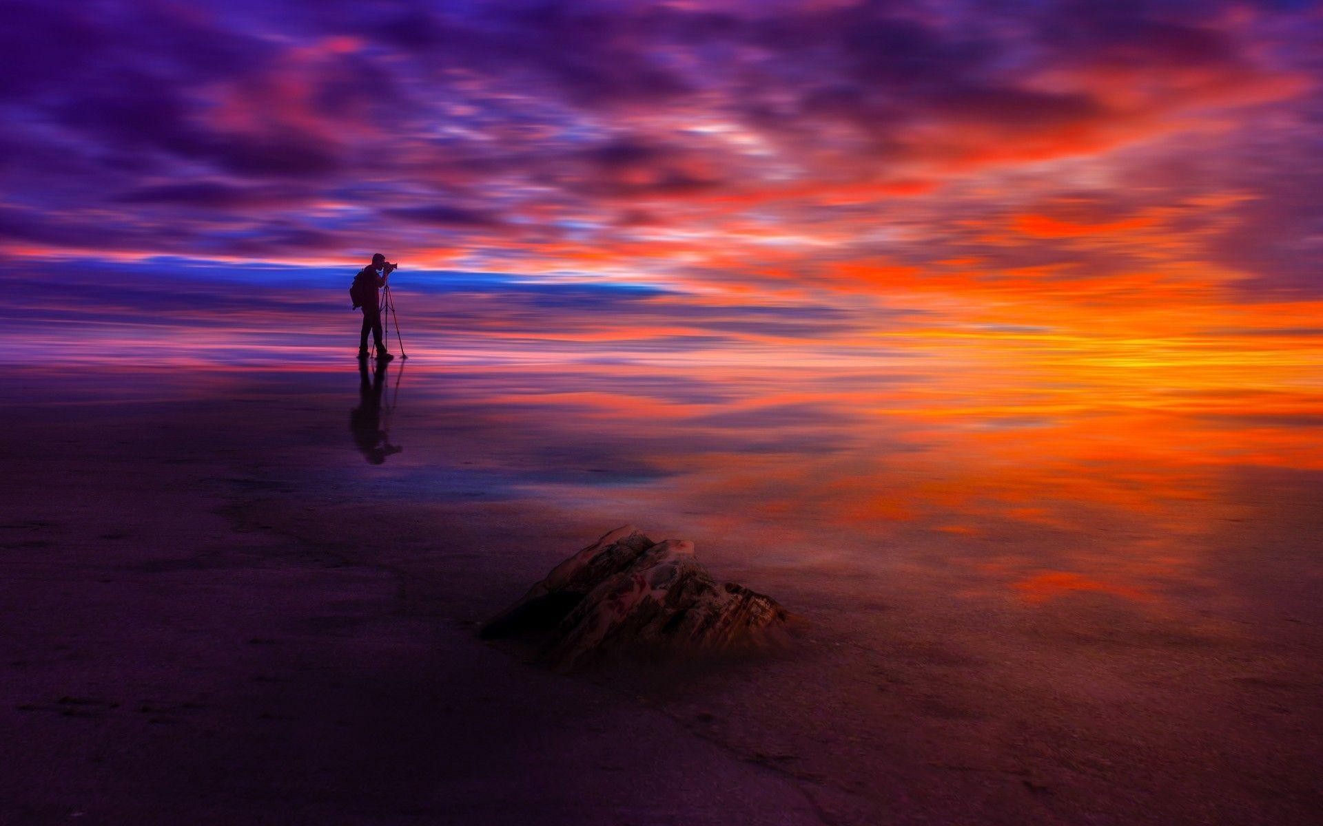 1920x1200 Download 1920x1200 Photographer, Clouds, Horizon, Sunset