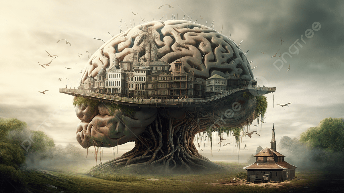 1200x673 Giant Brain Above A Town Background