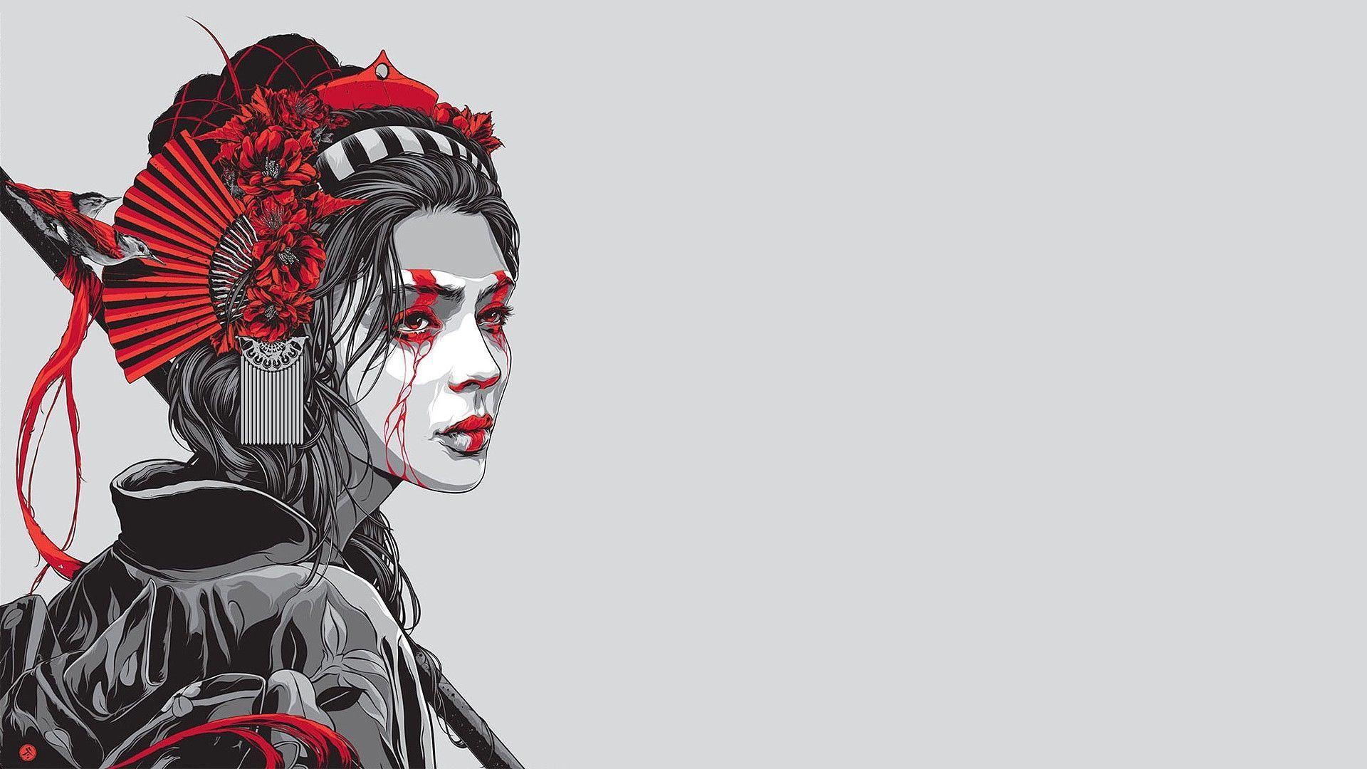 1920x1080 art wallpaper geisha