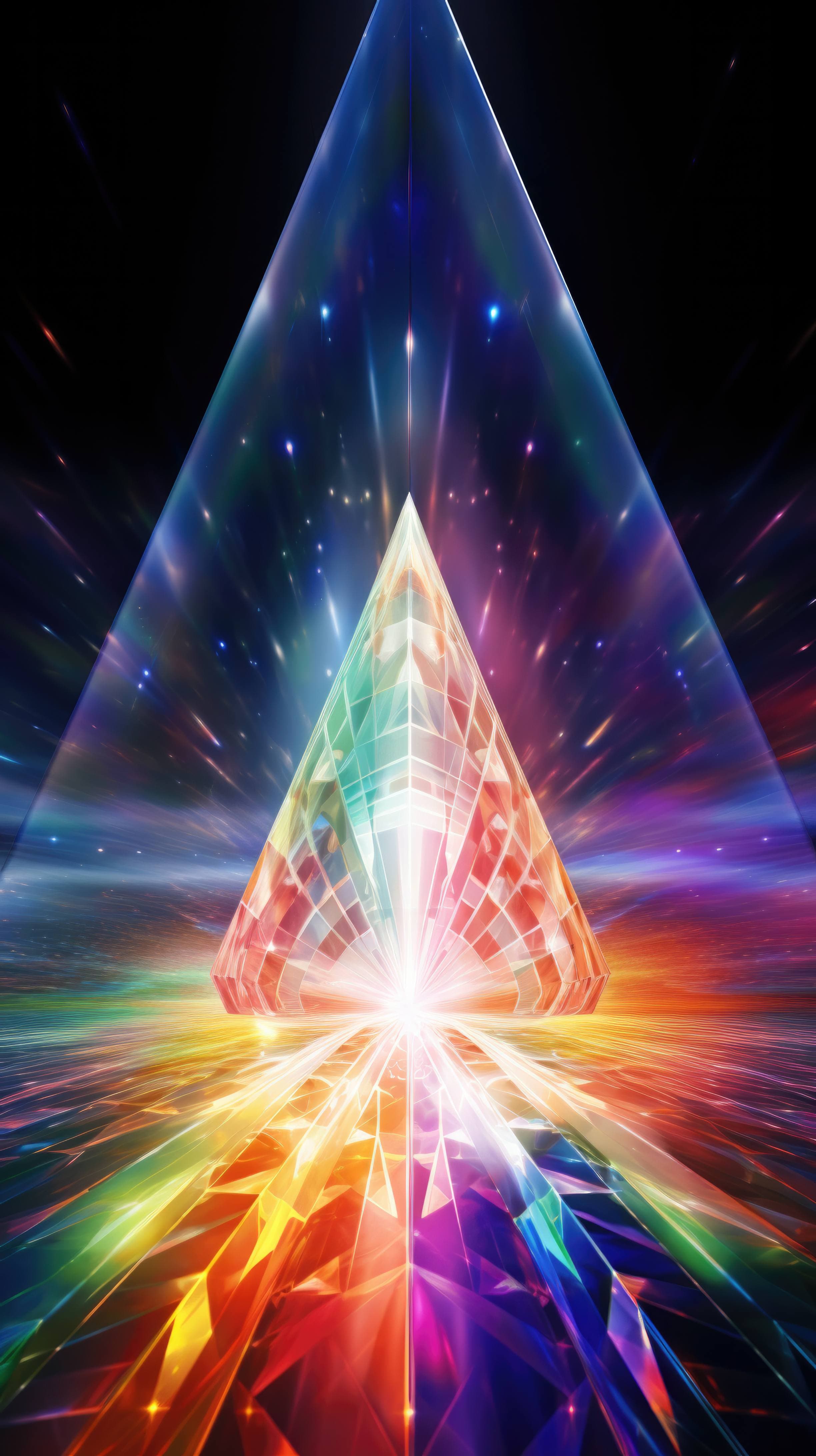 2448x4368 A crystal prism refracts a laser beam