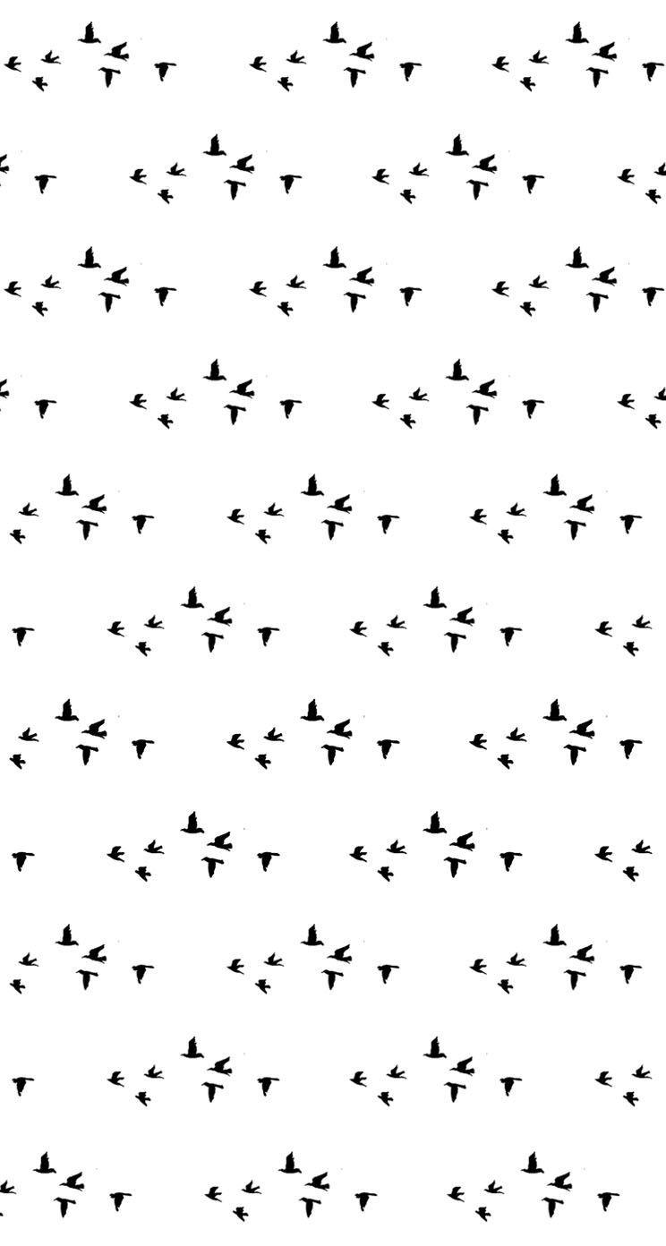 744x1392 Black white mini flock flying birds iphone phone wallpaper