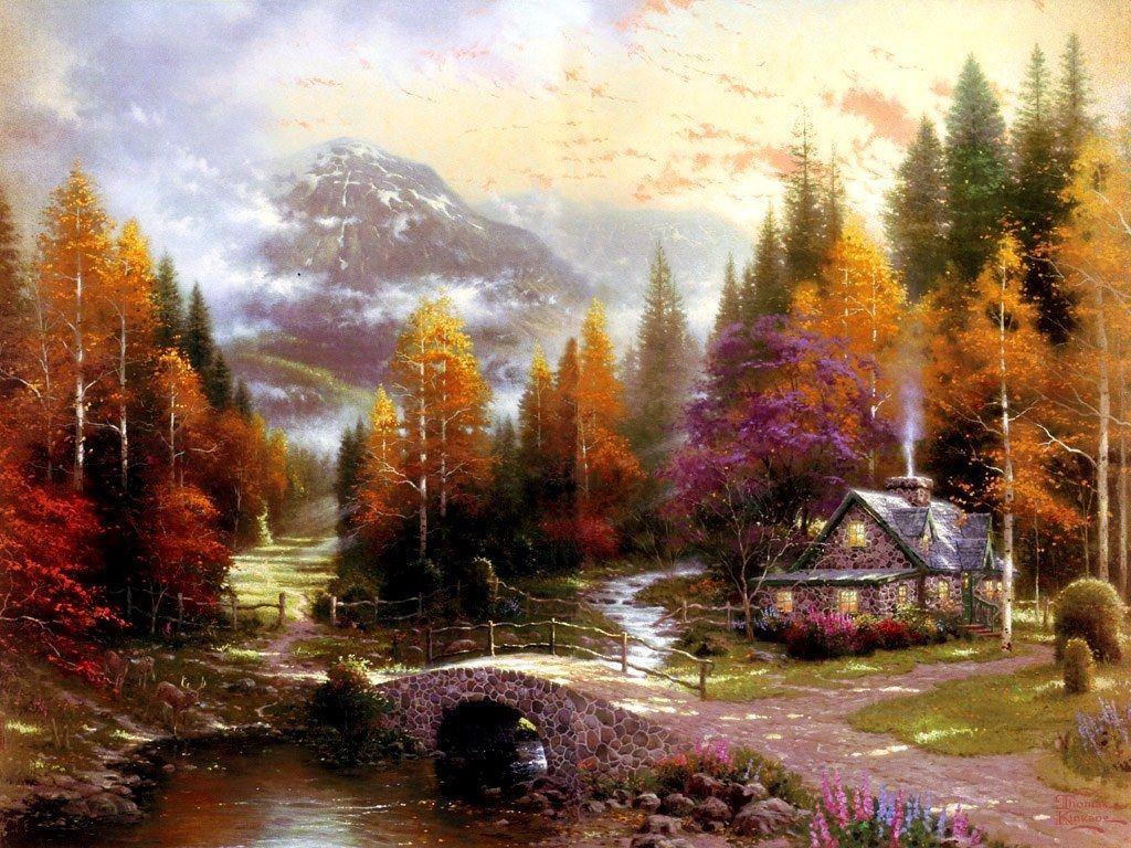 Thomas Kinkade Autumn Desktop Wallpapers Top Free Thomas Kinkade