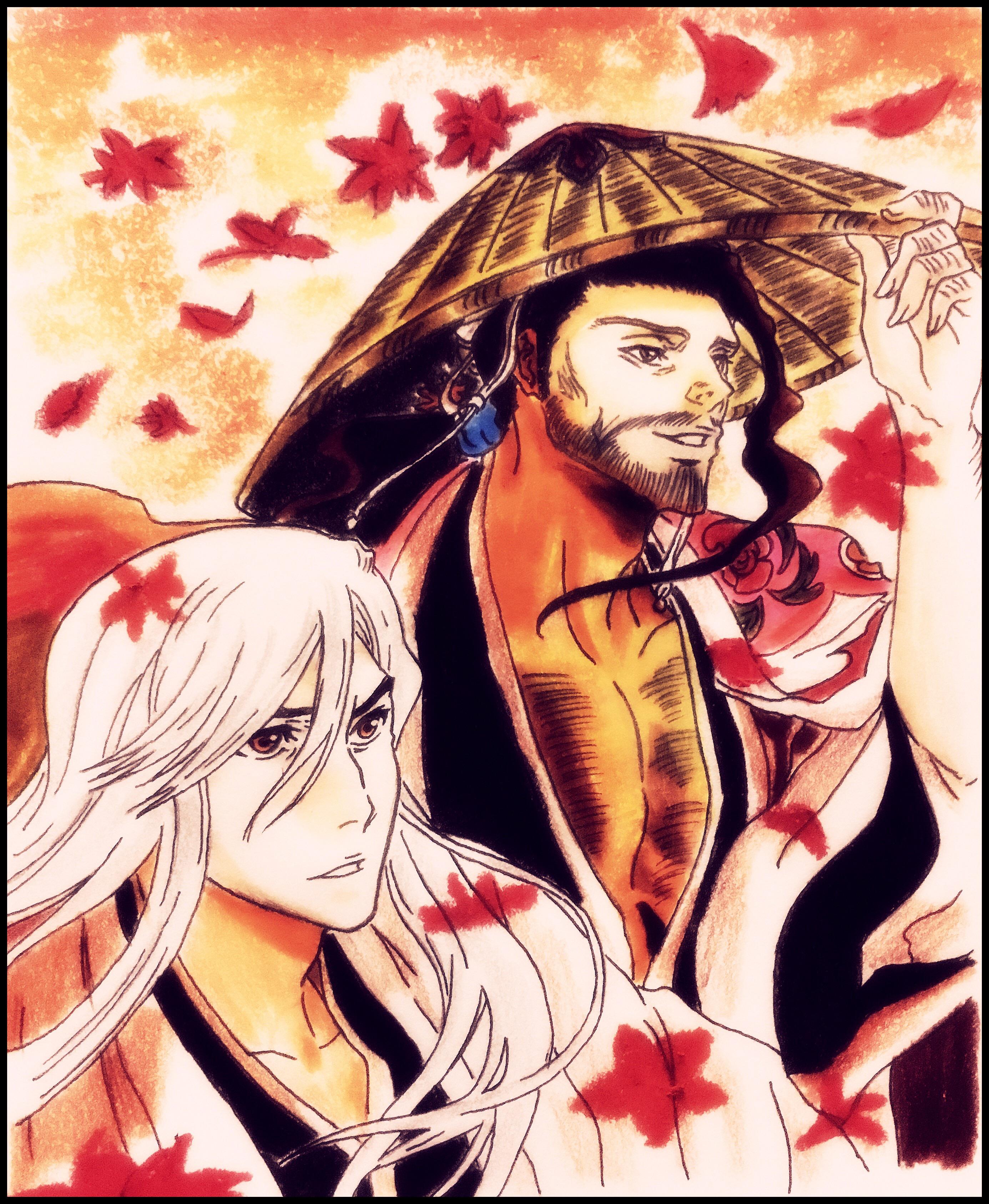 2771x3375 My drawing of Ukitake and Kyoraku : r