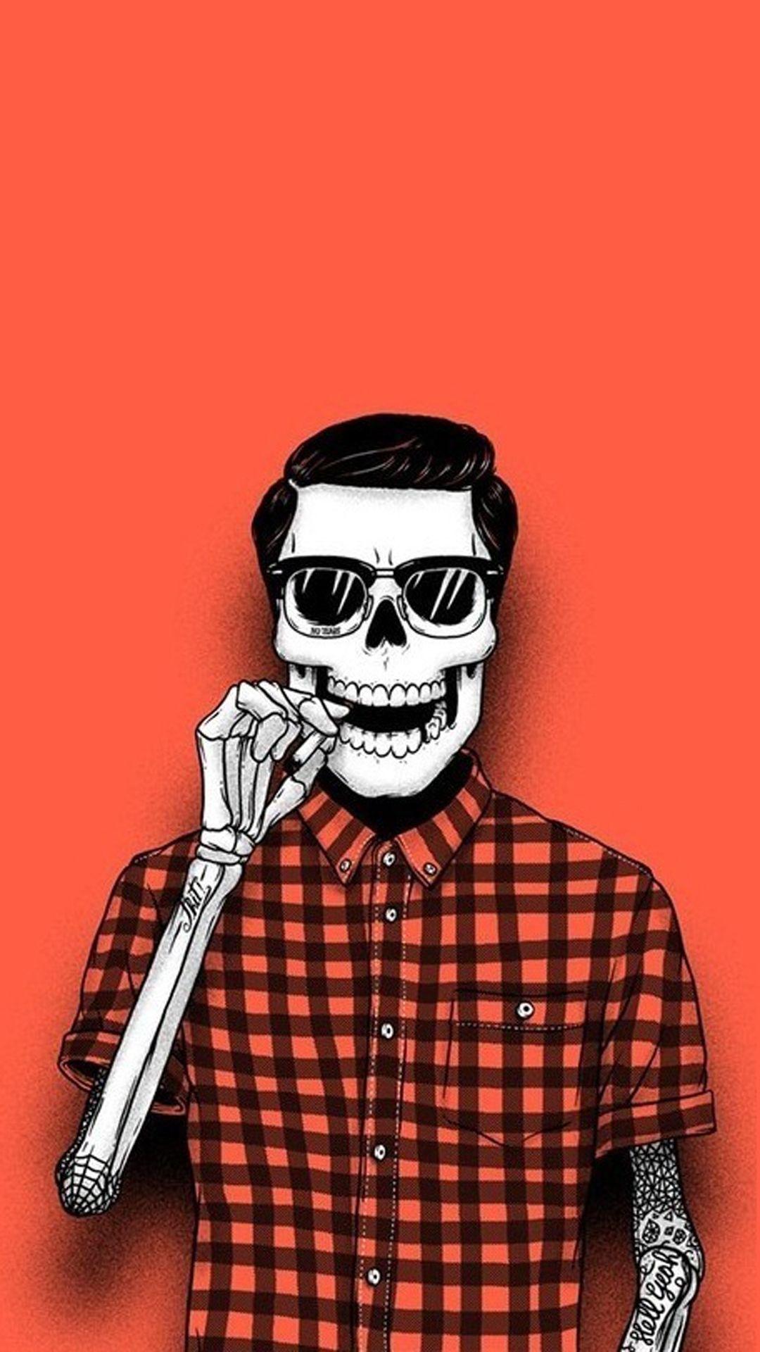 1080x1920 Hipster skeleton Halloween htc one wallpaper