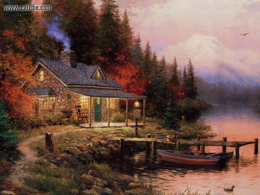 1024x768 Thomas Kinkade Spring Wallpaper