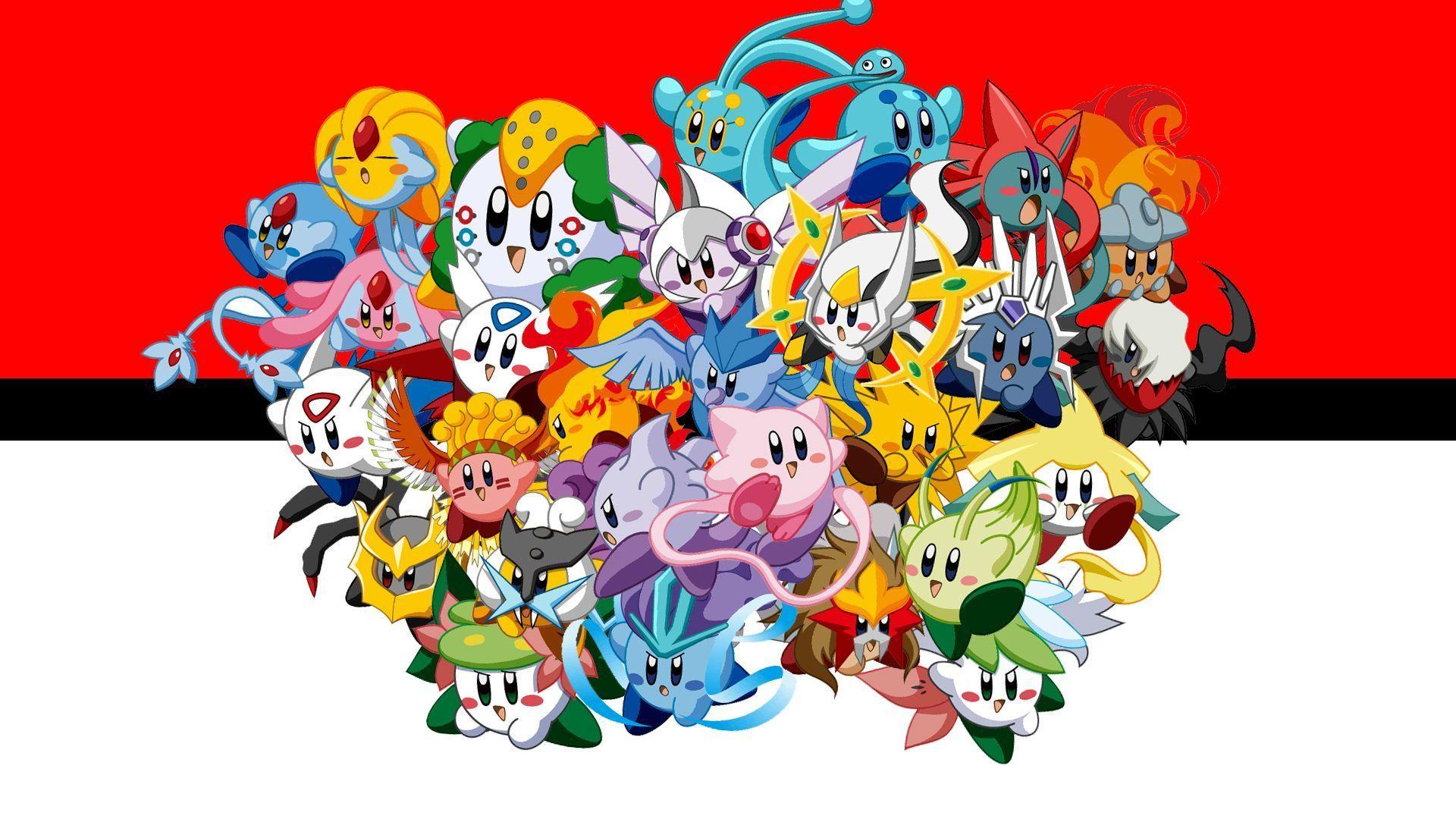 1920x1080 Tôi Đã Tạo Hình Nền Với Kirby Như (hầu hết) Pokémon Huyền Thoại • R Pokemon.  Hình nền Pokemon dễ thương, Hình nền Pokemon, Anime hình nền Android