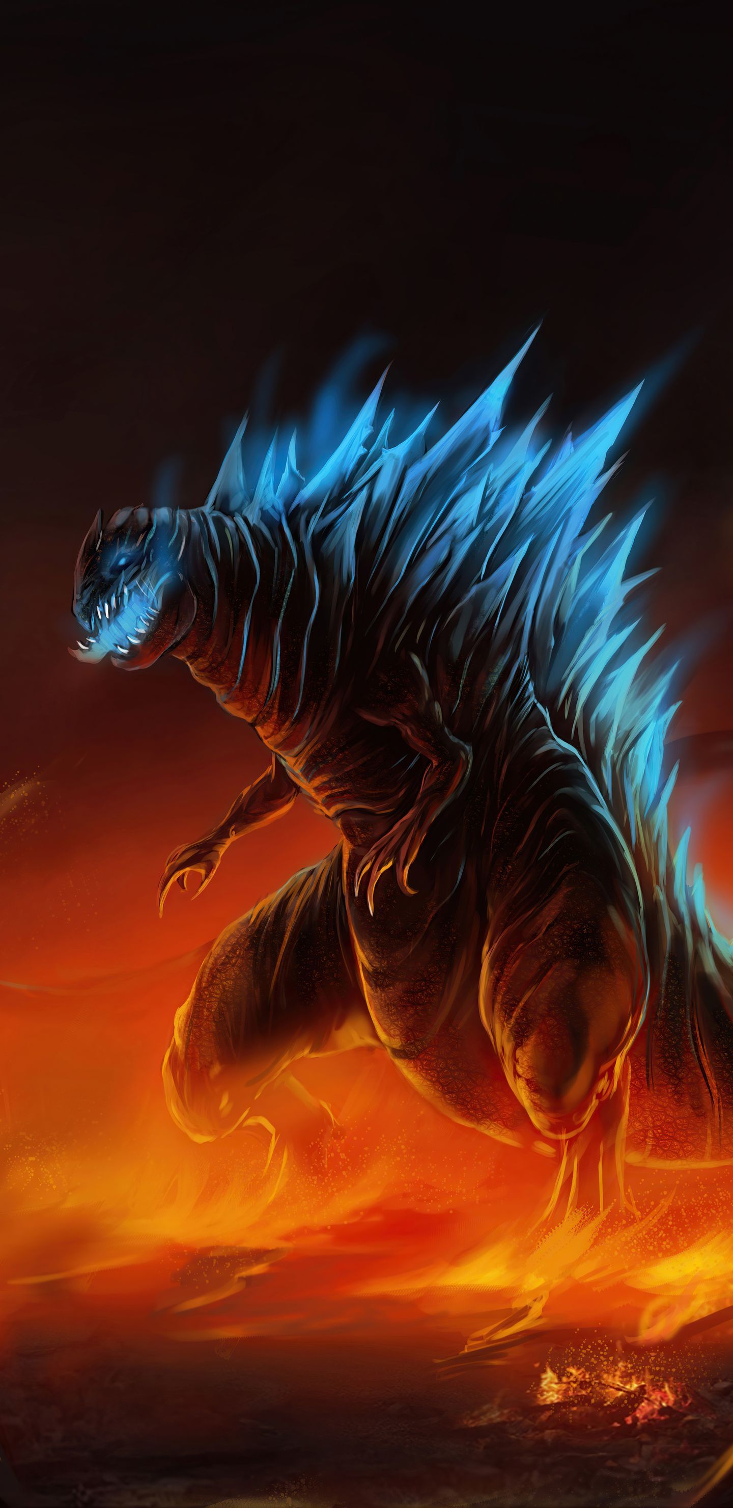 1440x2960 Godzilla Fire Escape 5k