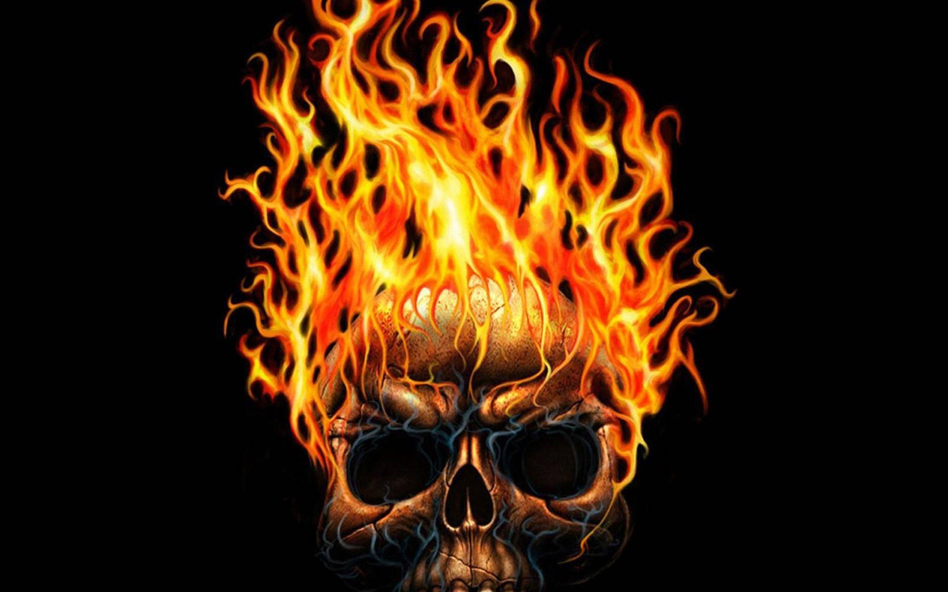 1920x1200 Unique Animated Flaming Skull Wallpaper HD