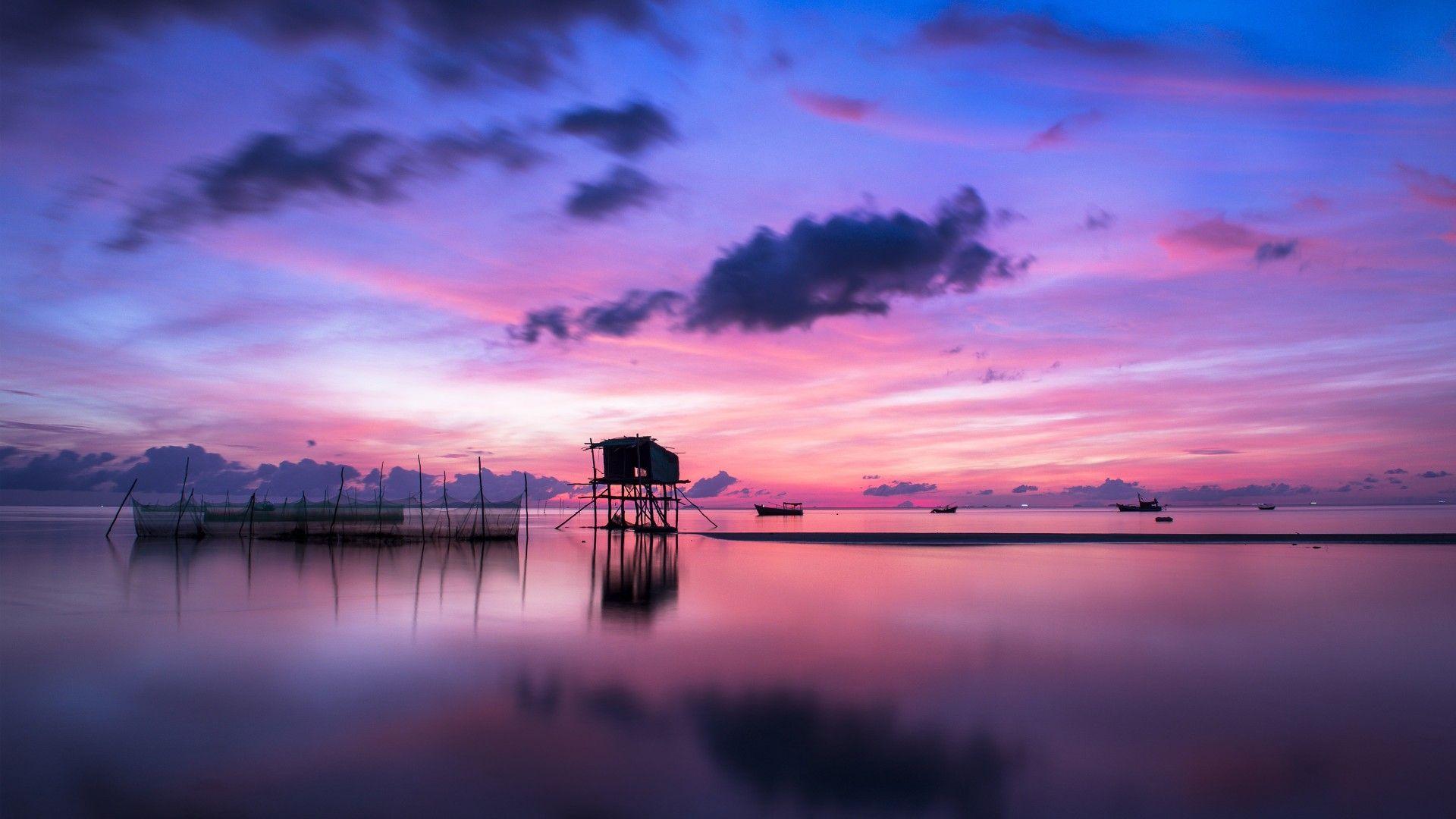 1920x1080 Island Sunrise Background Wallpaper