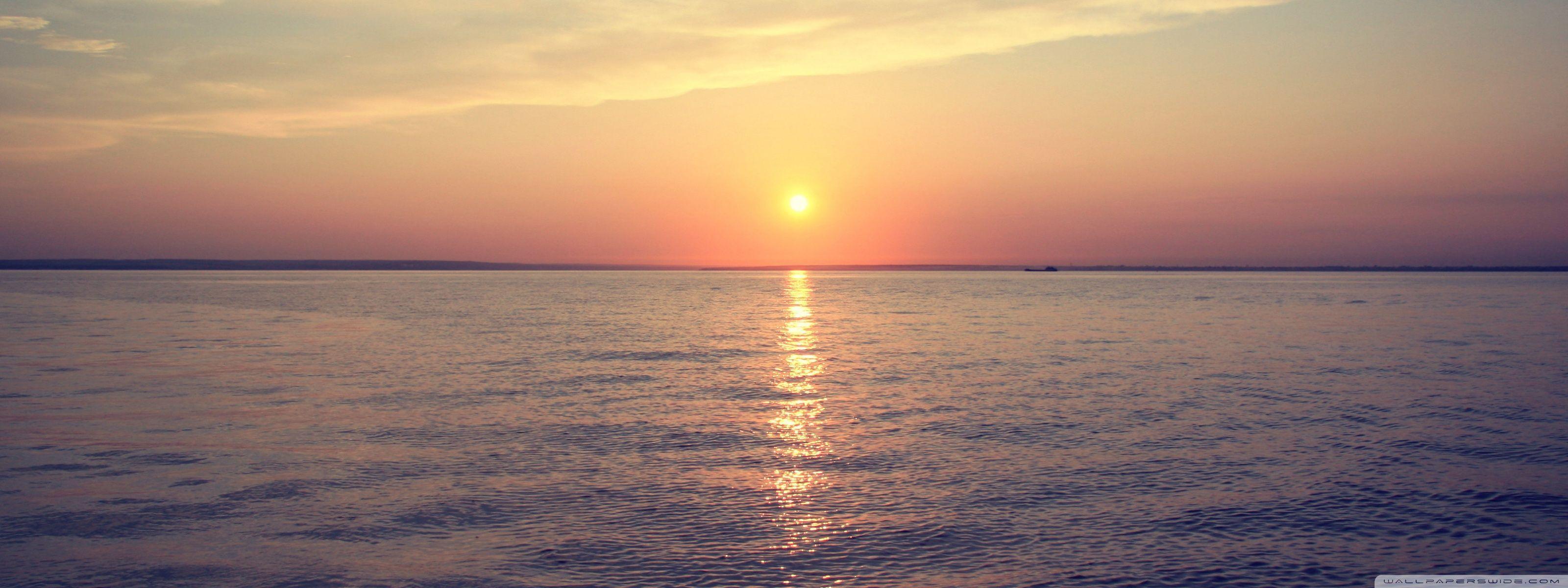 3200x1200 Sea Sunrise ❤ 4K HD Desktop Wallpaper for • Dual Monitor