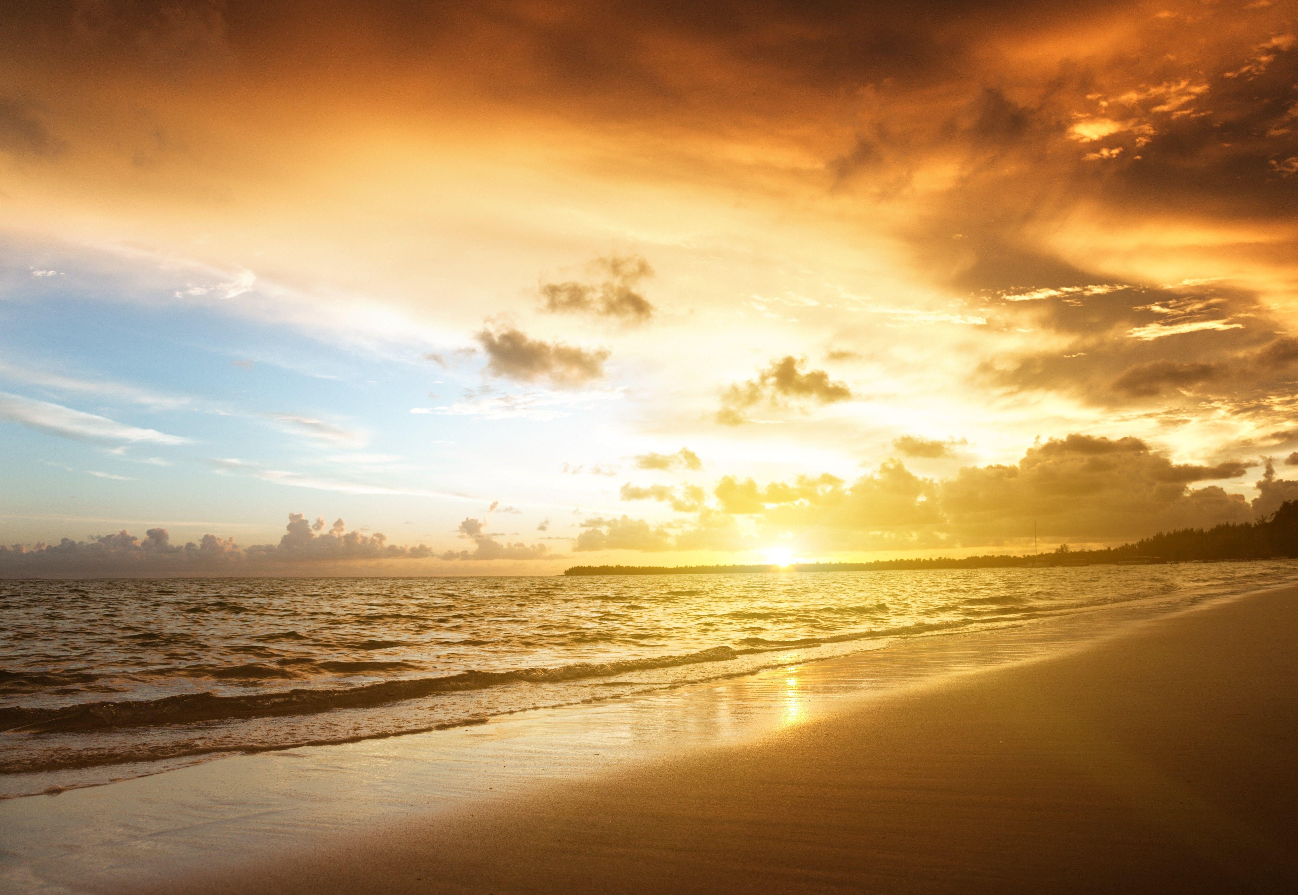 5224x3604 sunrise beach sea clouds wallpaper and background
