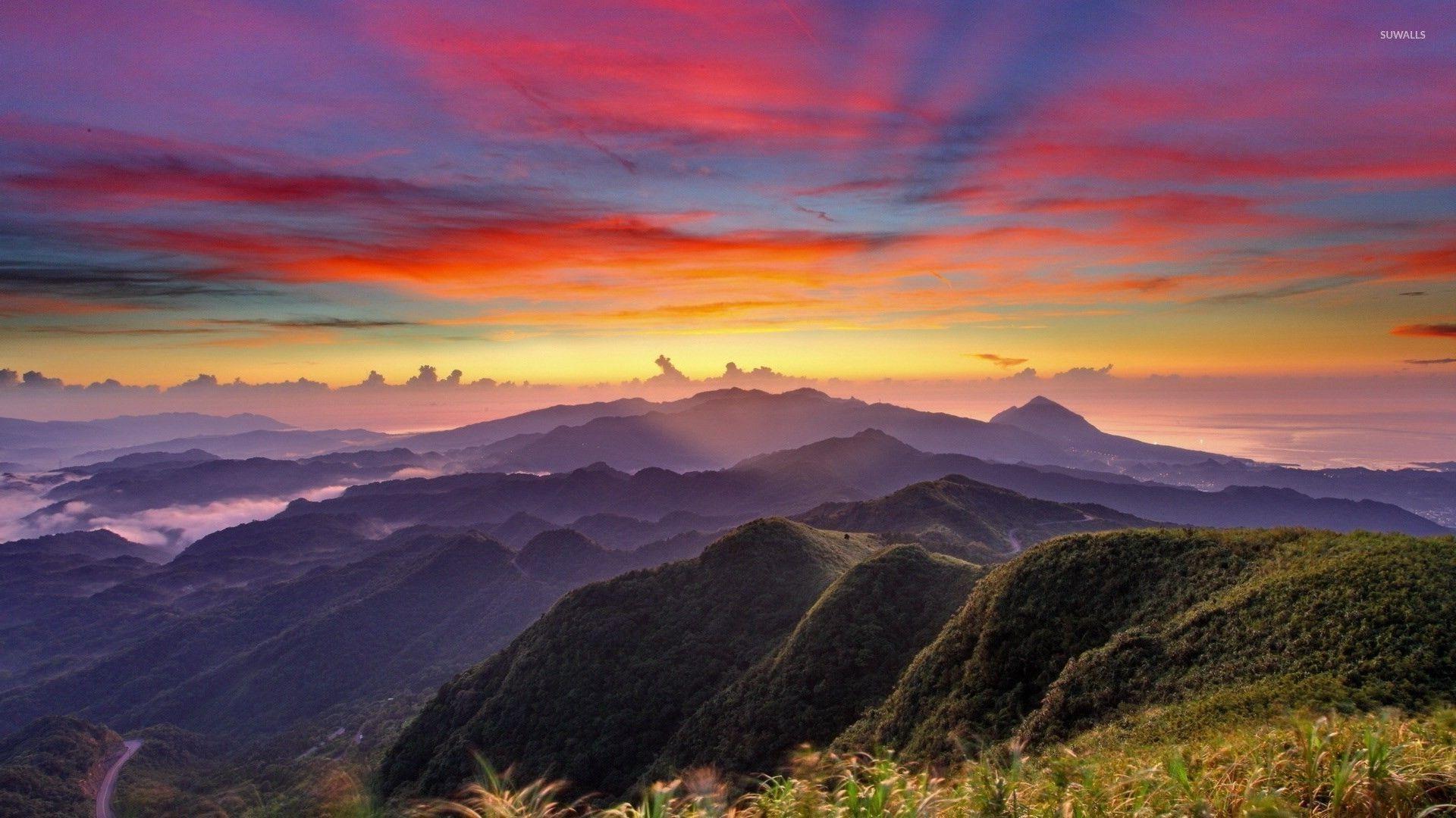 1920x1080 Colorful mountain sunrise wallpaper wallpaper