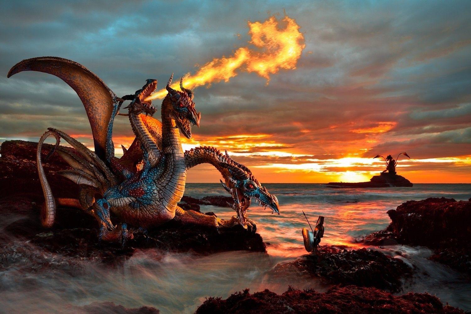 1500x1000 Landscapes, Vector, Ocean, Warriorfantasy, Sea, Fire, Knight